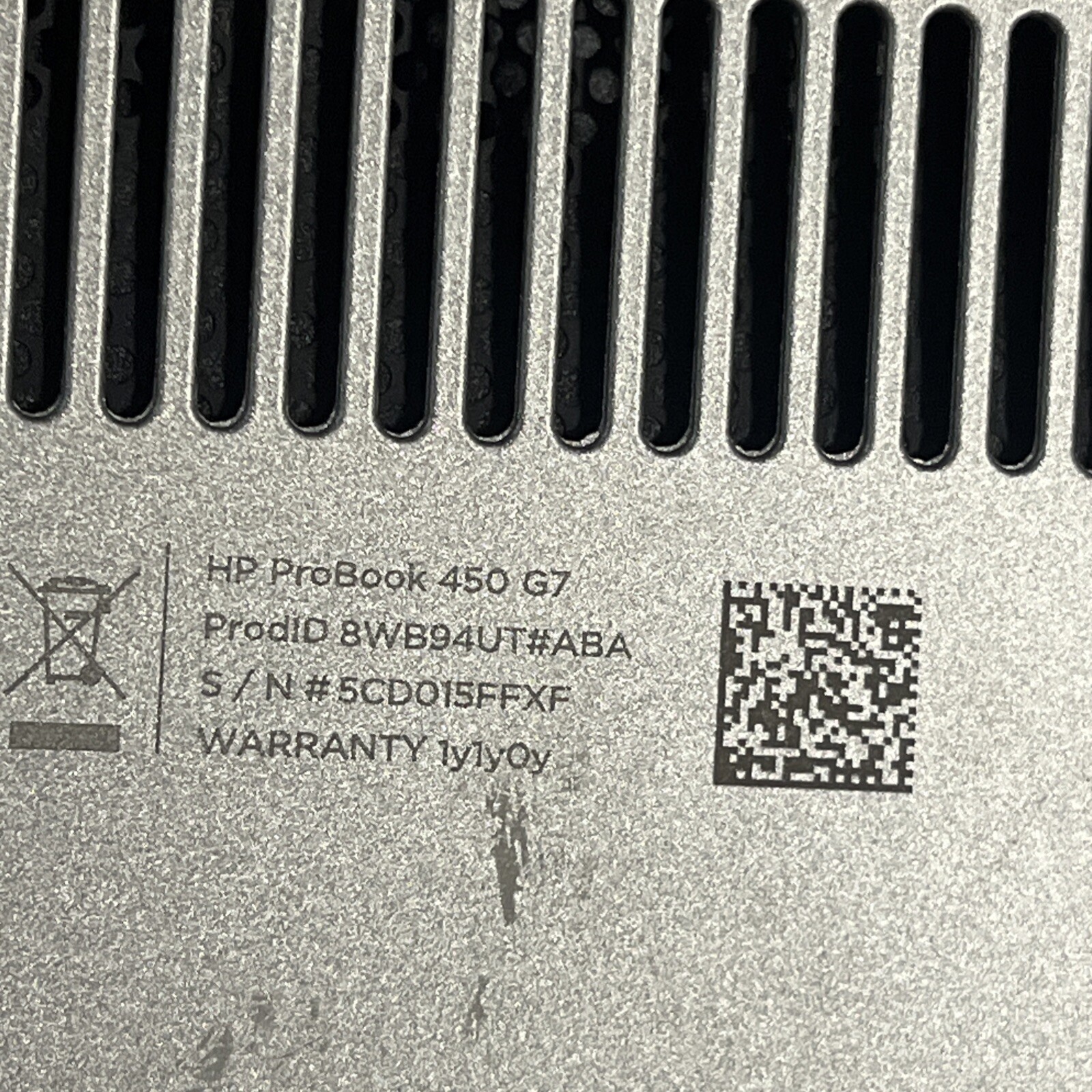 HP PROBOOK 450 G7 INTEL CORE I3-1011U 2.10GHZ 4GB RAM NO HD “