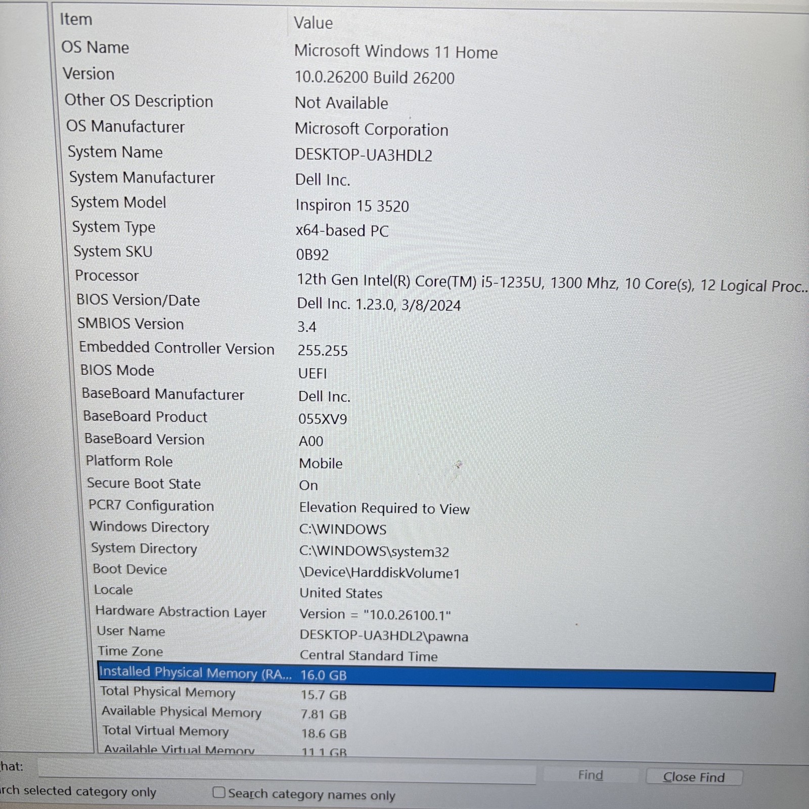 Dell Inspiron 15 3520 Win 11 Core i5-1235U 1.3GHz 16GB RAM 512GB SSD 15.6″