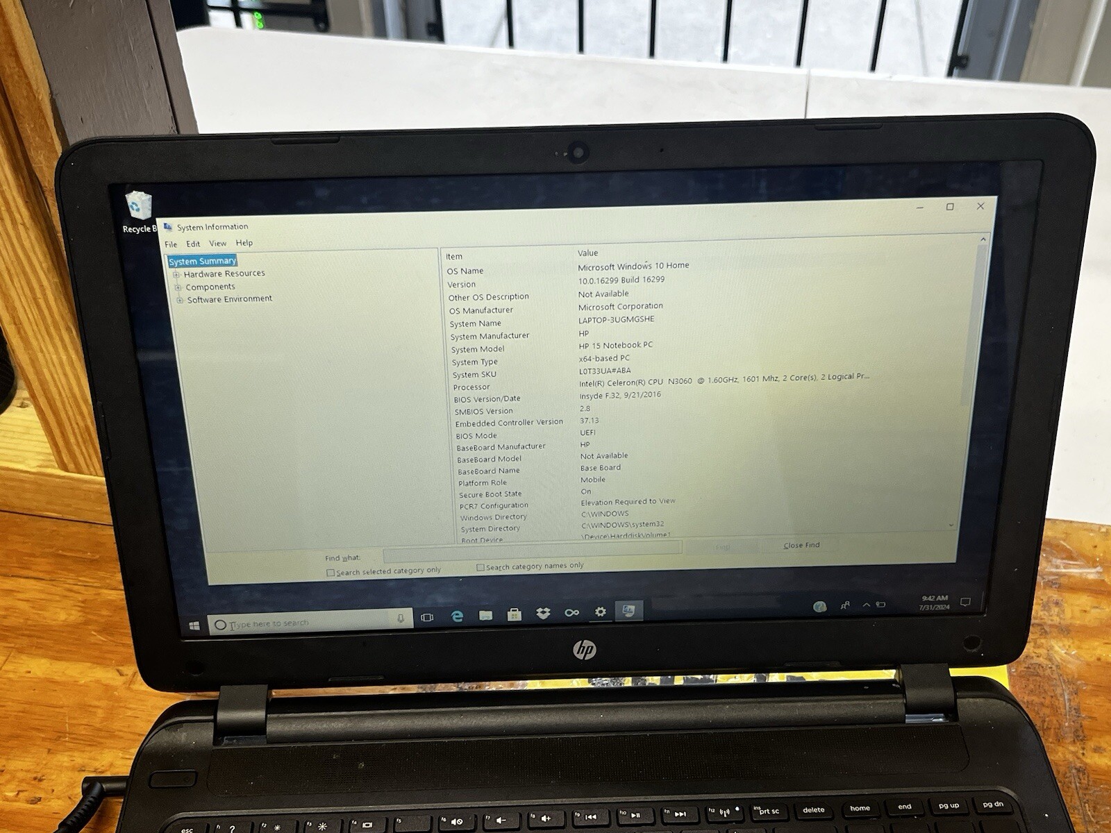 HP Pavilion 15-f233wm Laptop 15.6″ Intel Celeron N3050 1.6Ghz 4GB 500GB 31711
