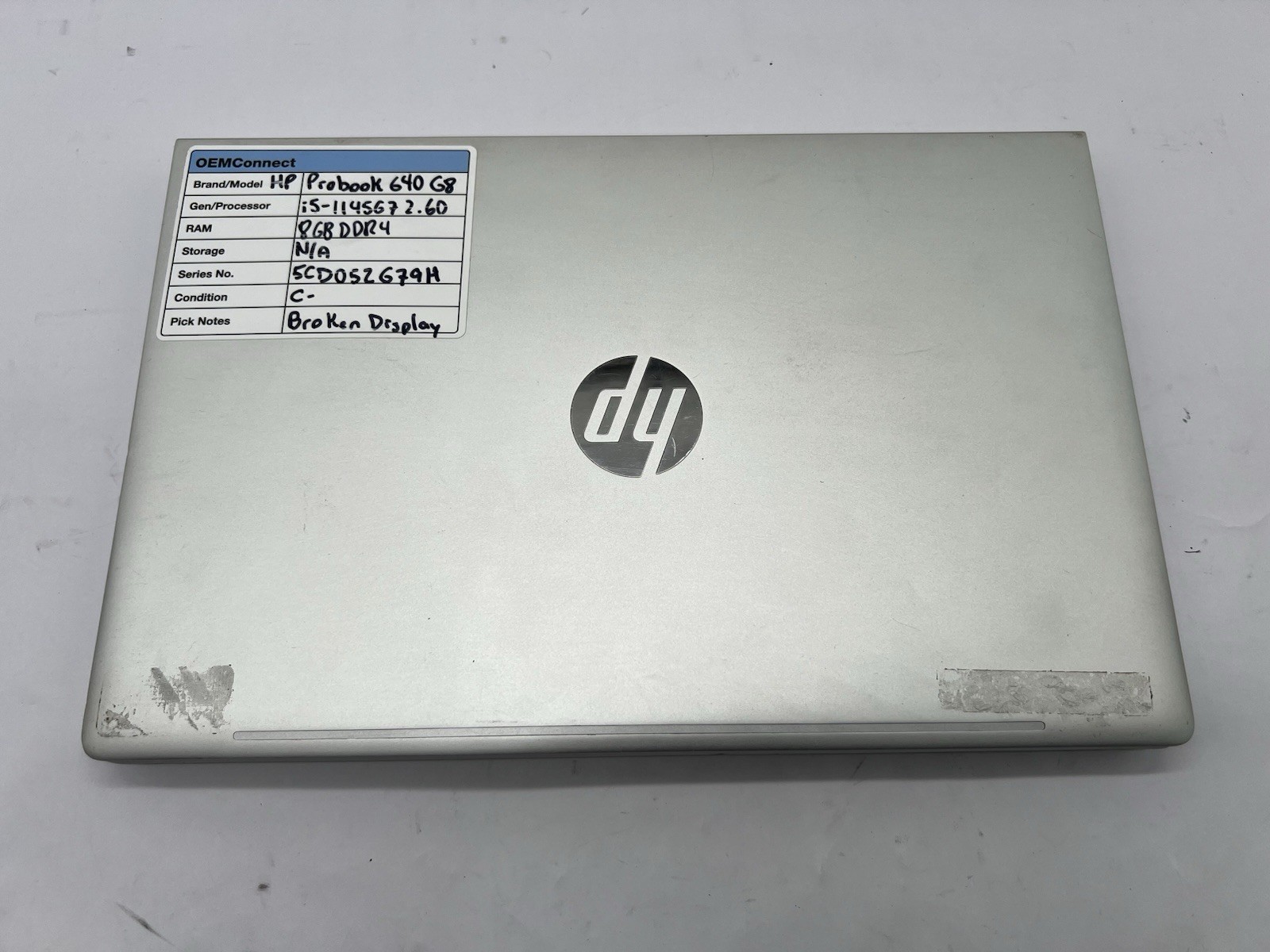 HP ProBook 640 G8 Laptop, i5-1145G7, 2.6GHz, 8GB RAM, No HDD/OS/AC-Bad Screen