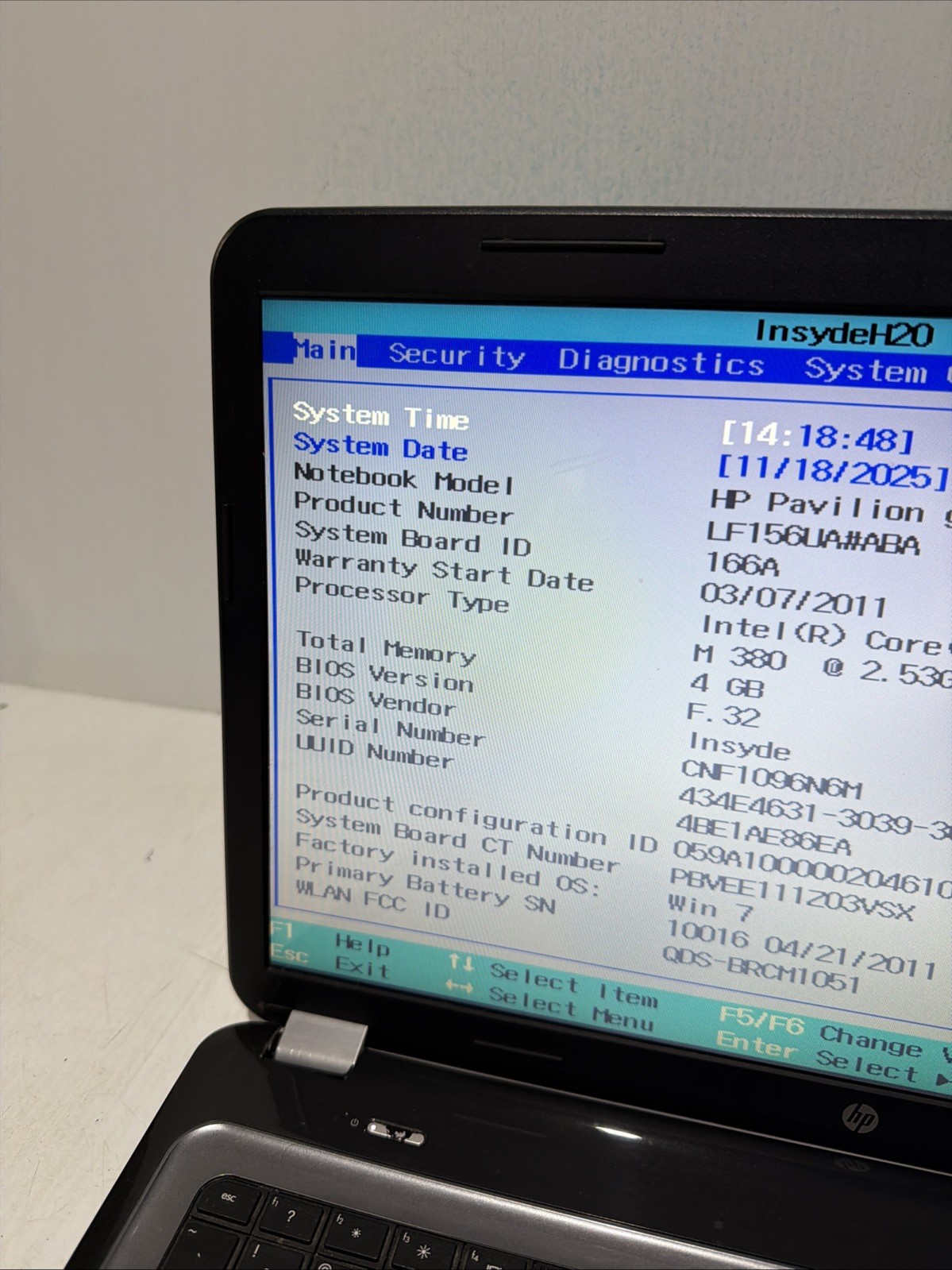 Hp Pavilion G7 17″ Laptop i3-M380 4gb Ram NO Drives Boots Bios No P/S