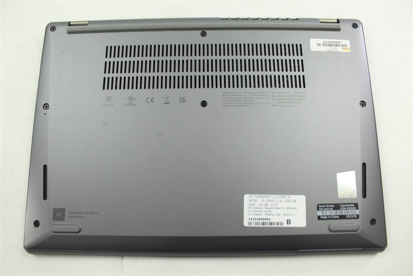 Lenovo ThinkPad L13 Gen 3 13.3″ i5-1245U 1.6GHz 256GB SSD 16GB RAM W11P