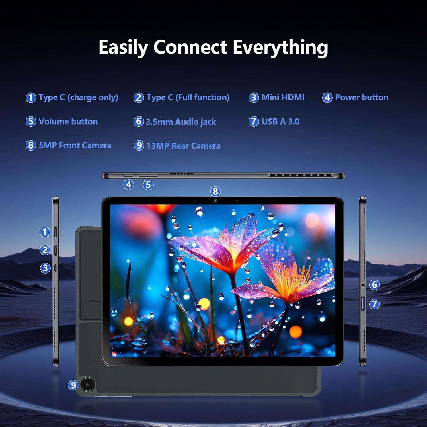 10.1″ 2 in 1 Tablet/Laptop Computer, 12GB RAM+256GB SSD, Touchscreen Laptops wit