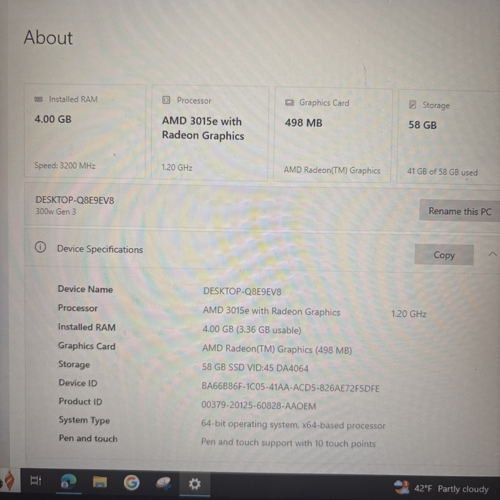 Lenovo AMD 3015e 300W Gen 3 Touchscreen Laptop 11.6″ 64GB