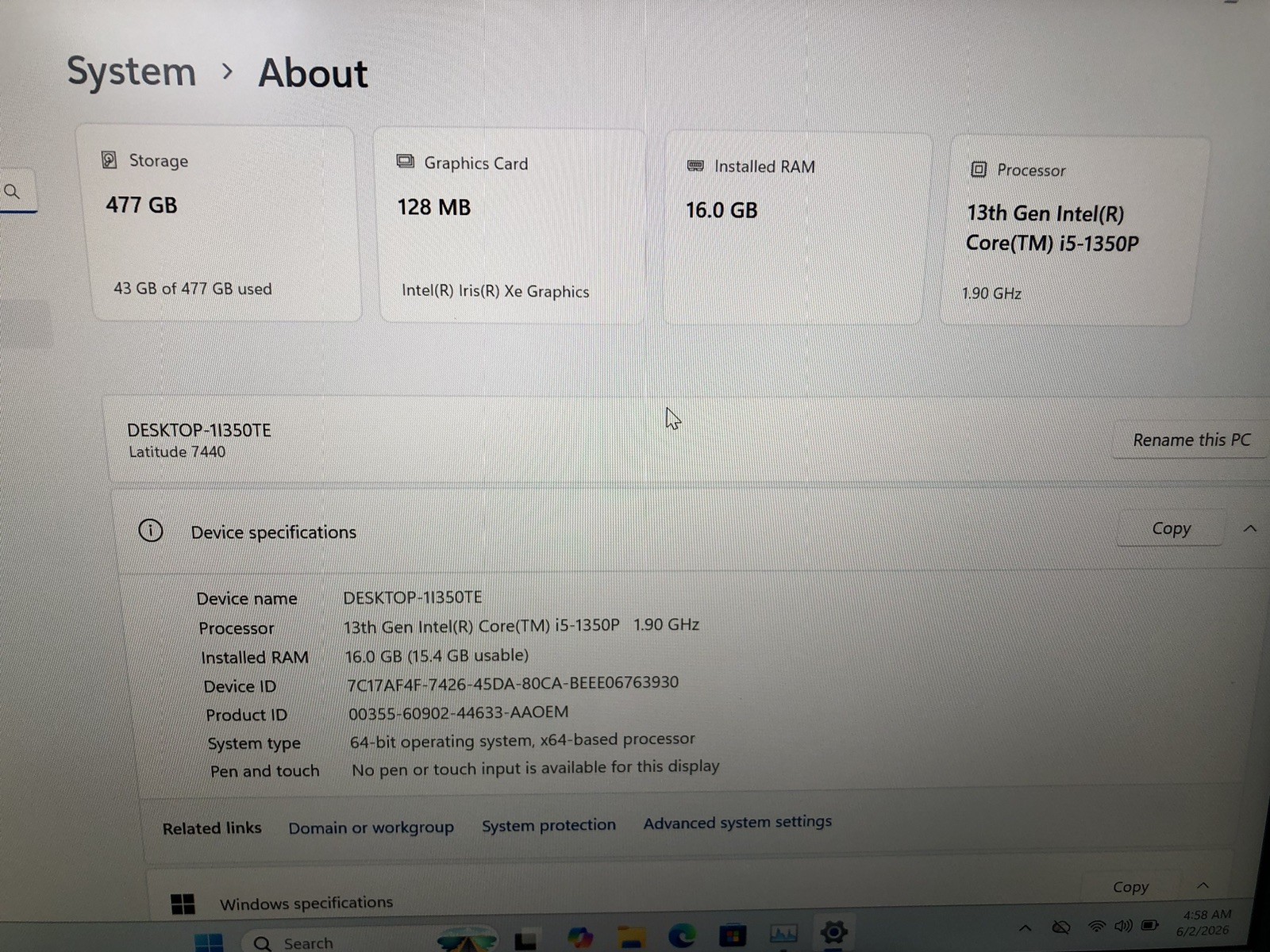 Dell Latitude 7440 14″ Laptop i5-13th Gen 16GB RAM 512GB SSD FHD+ Win 11 Pro