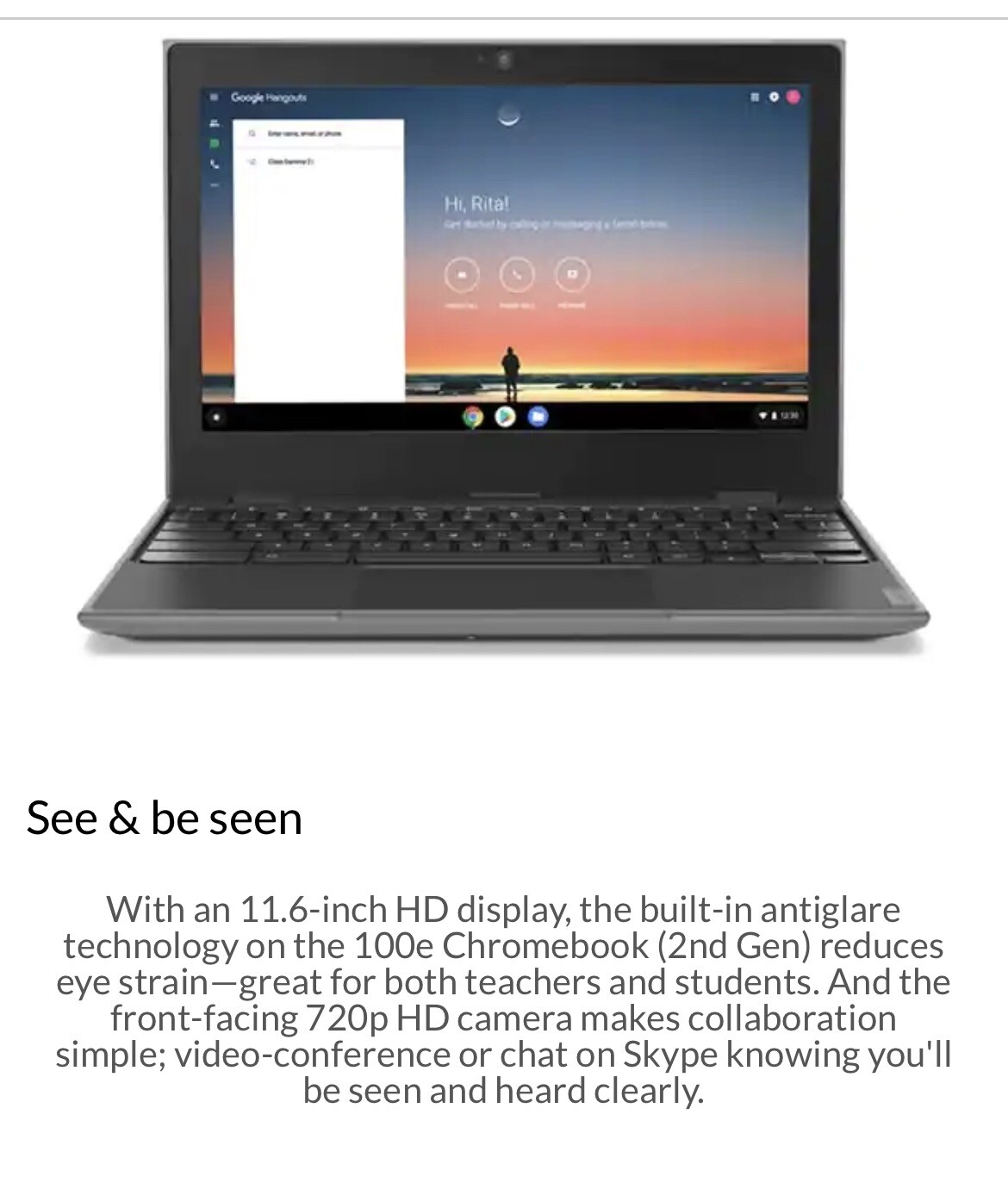 Lenovo 100e Chromebook 2nd Gen MTK 11.6″ (32GB eMMC, MediaTek MT8173C,…