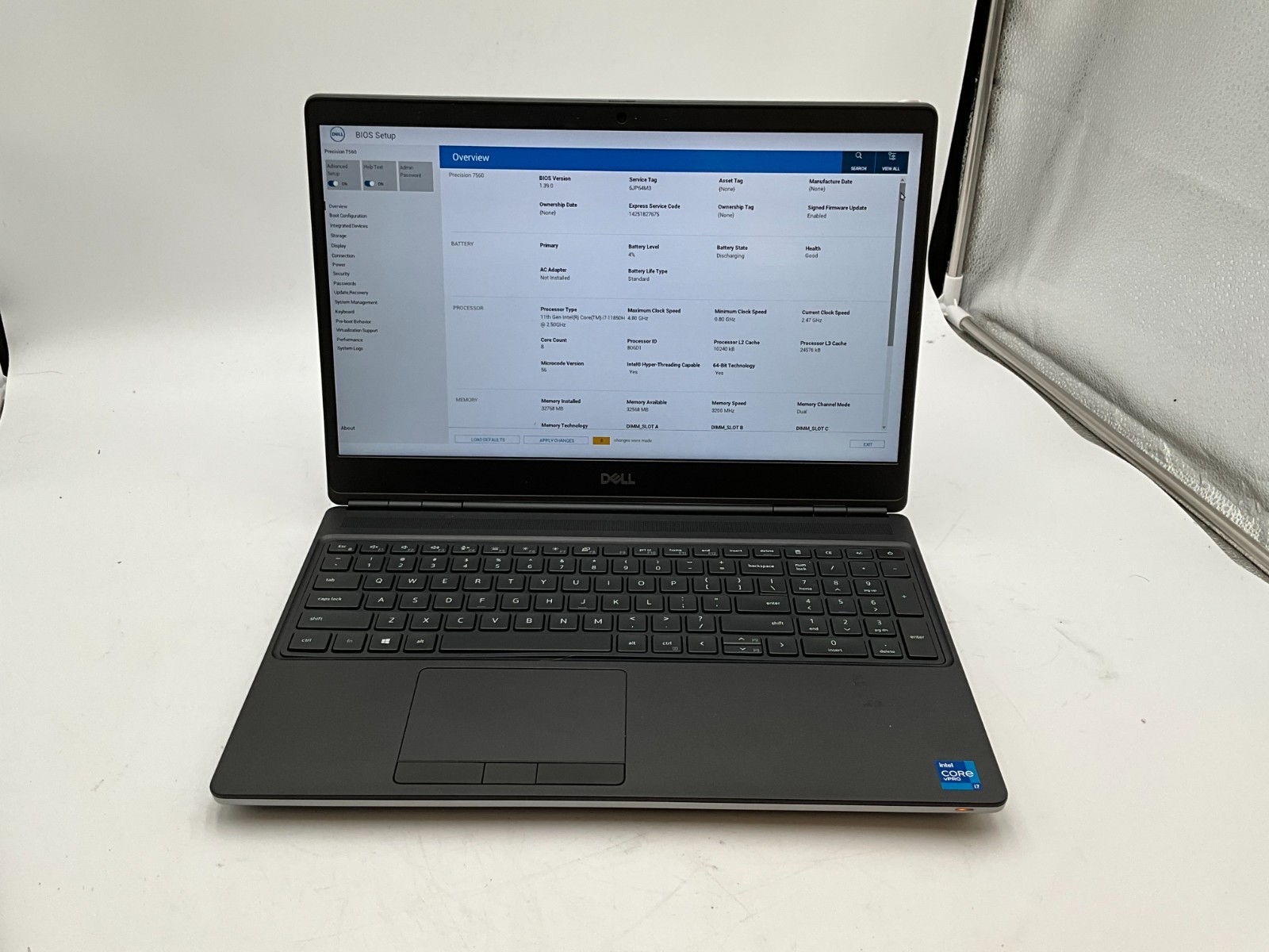 DELL Precision 7560 i7-11850H 2.50g 32GB 1TB T1200 15.6″ win11 LAPTOP 6JP64M3