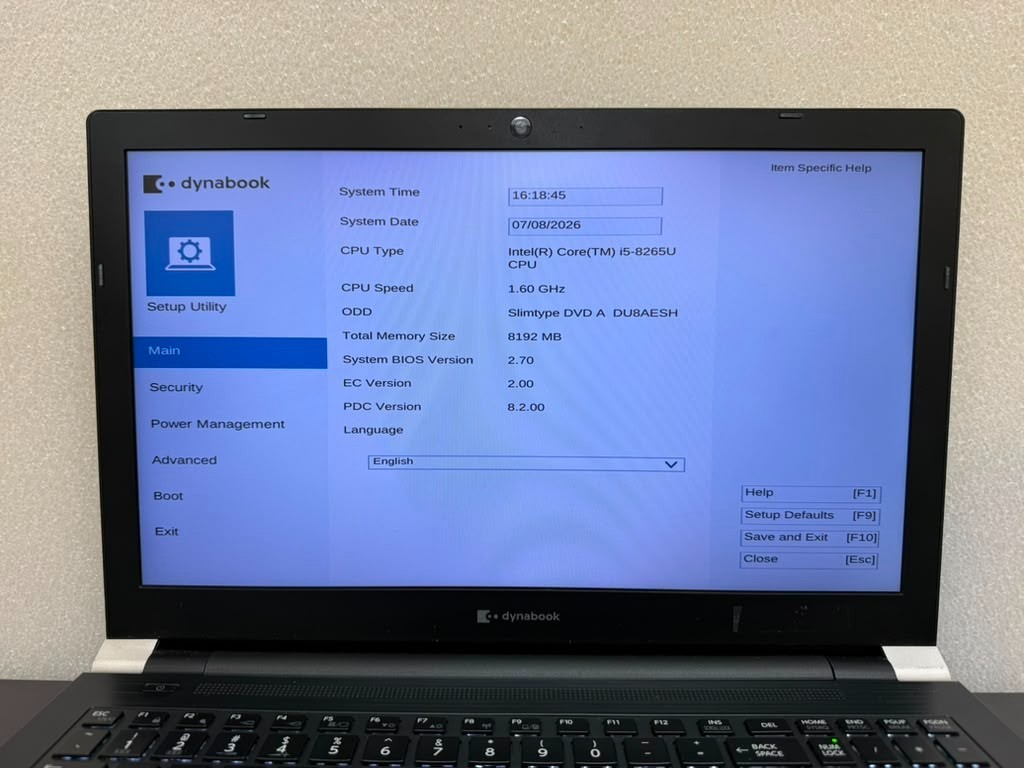 Dynabook Tecra A50-F 15.6″ i5-8265U 8GB RAM No Storage – Read descr
