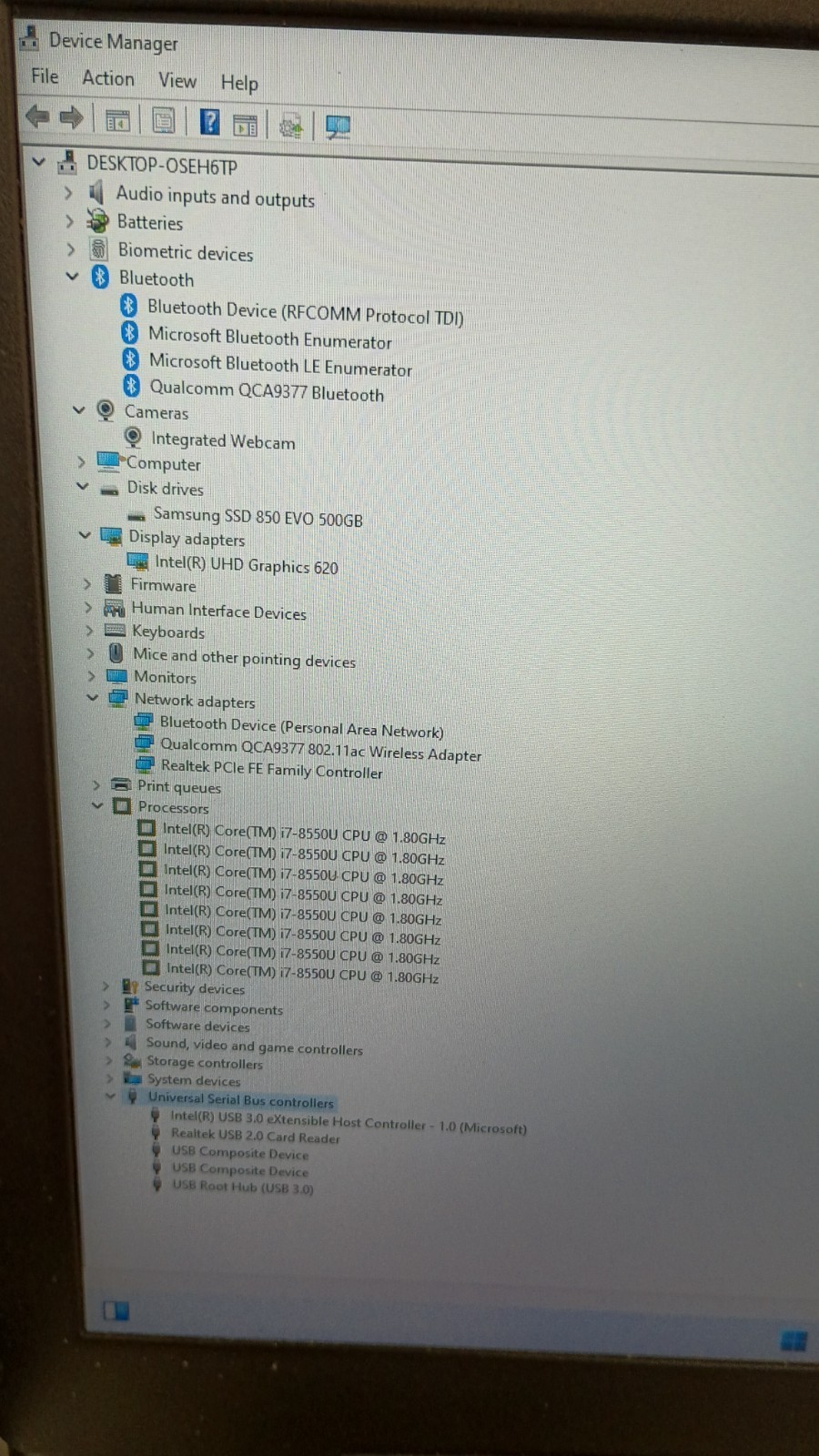 Inspiron5570 w/charger.i7-8550U.16GB.500GB SSD.15.6″FHD.W11