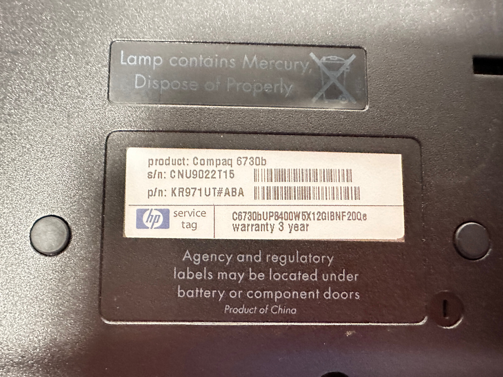 HP Compaq 6730b 15″ Core 2 Duo, 2GB RAM ***FOR PARTS***