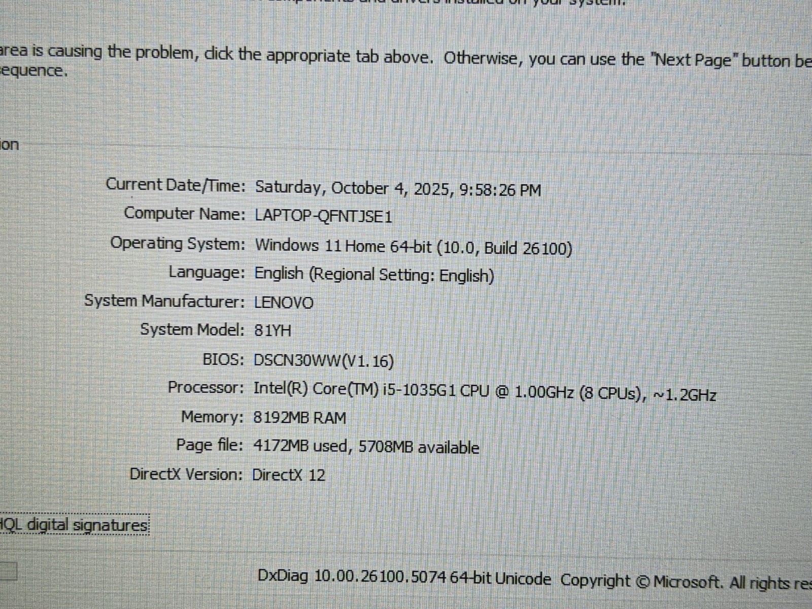 Lenovo IdeaPad 5 14IIL05 14″ FHD i5-1035G1 1GHz 8GB 256GB SSD Win11Home +Charger