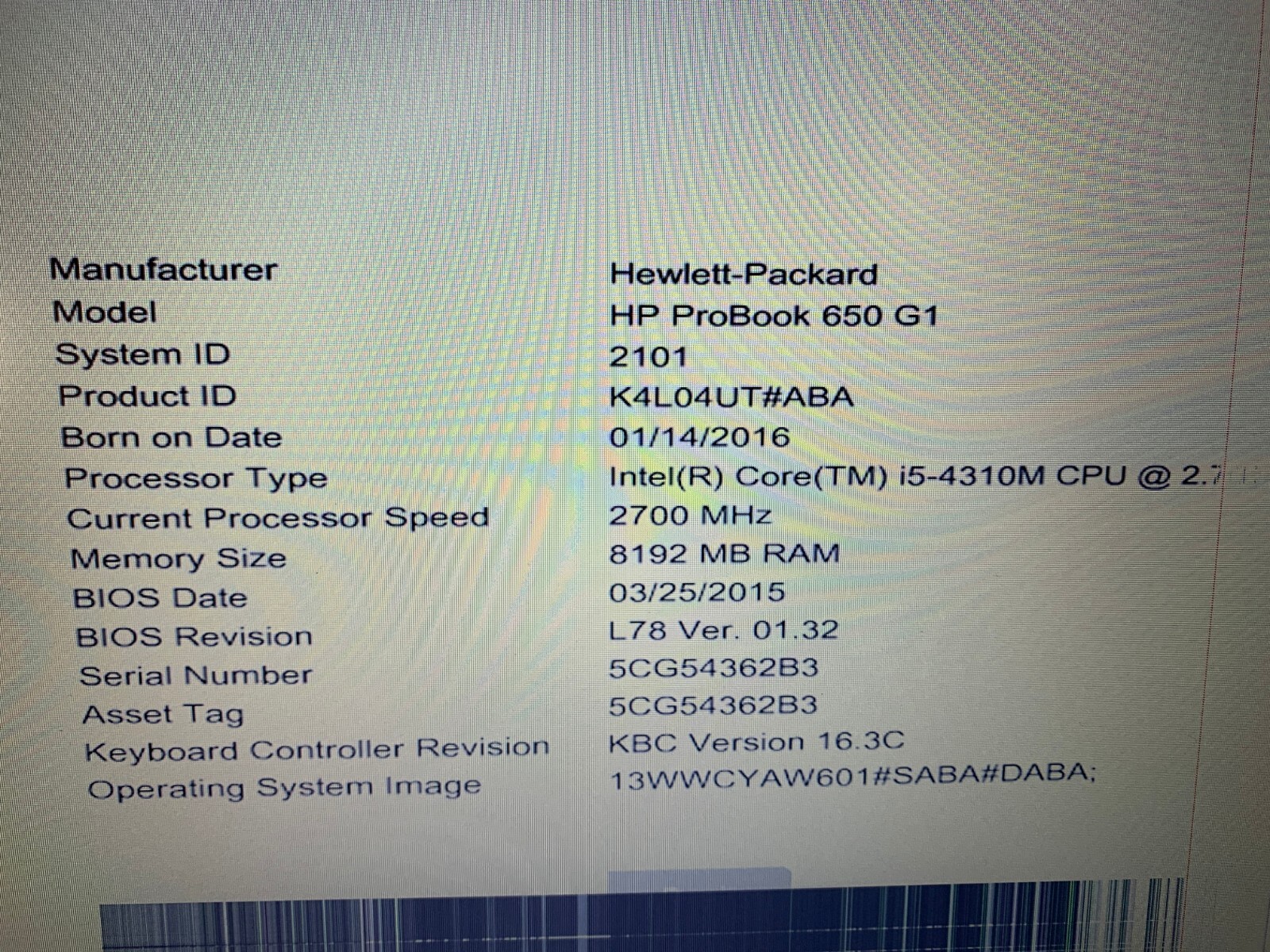 HP ProBook 650 G1 Laptop For Parts or Repairs, Powers On, Cracked Screen