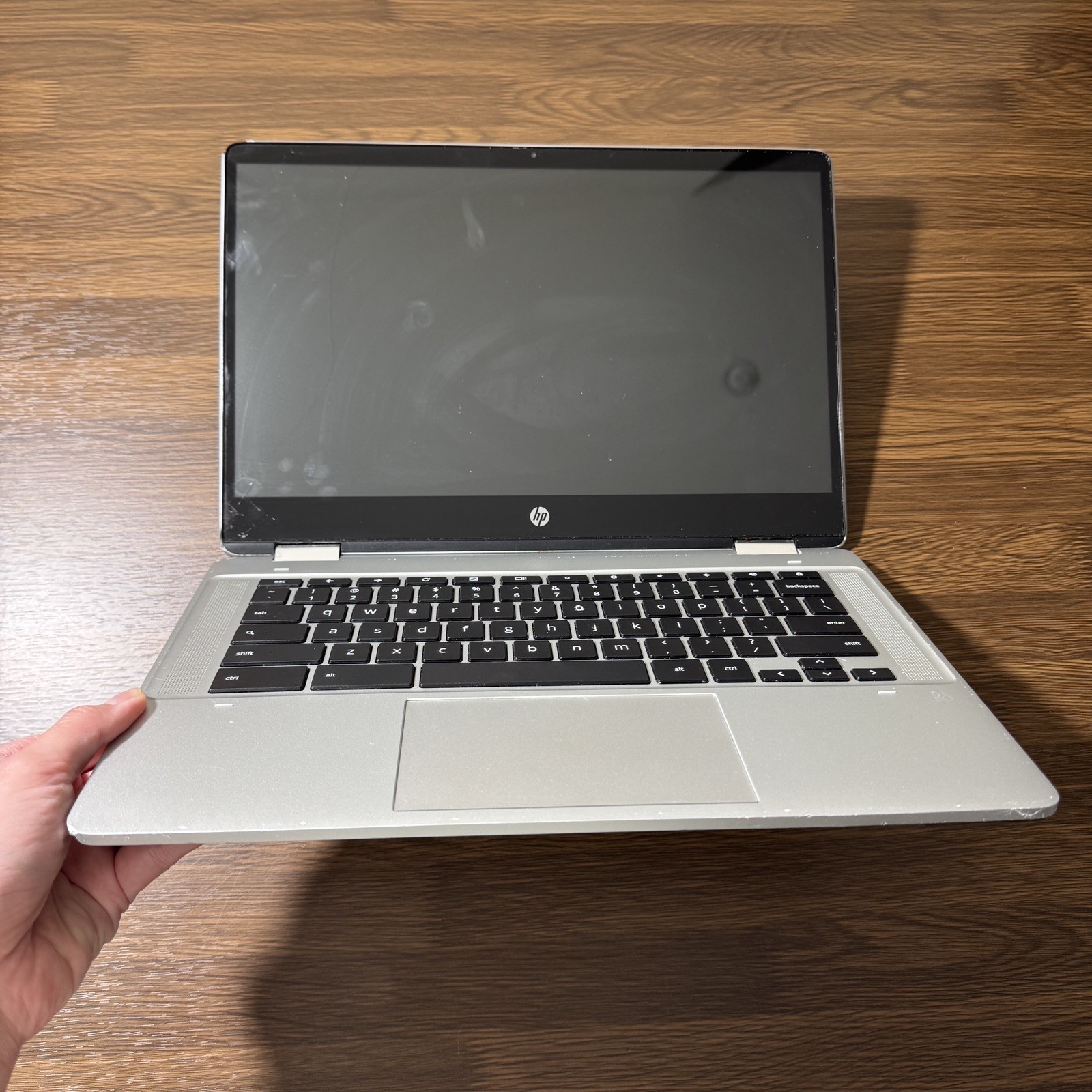 HP Chromebook Silver Laptop ONLY Broken Locked for Parts Not Working