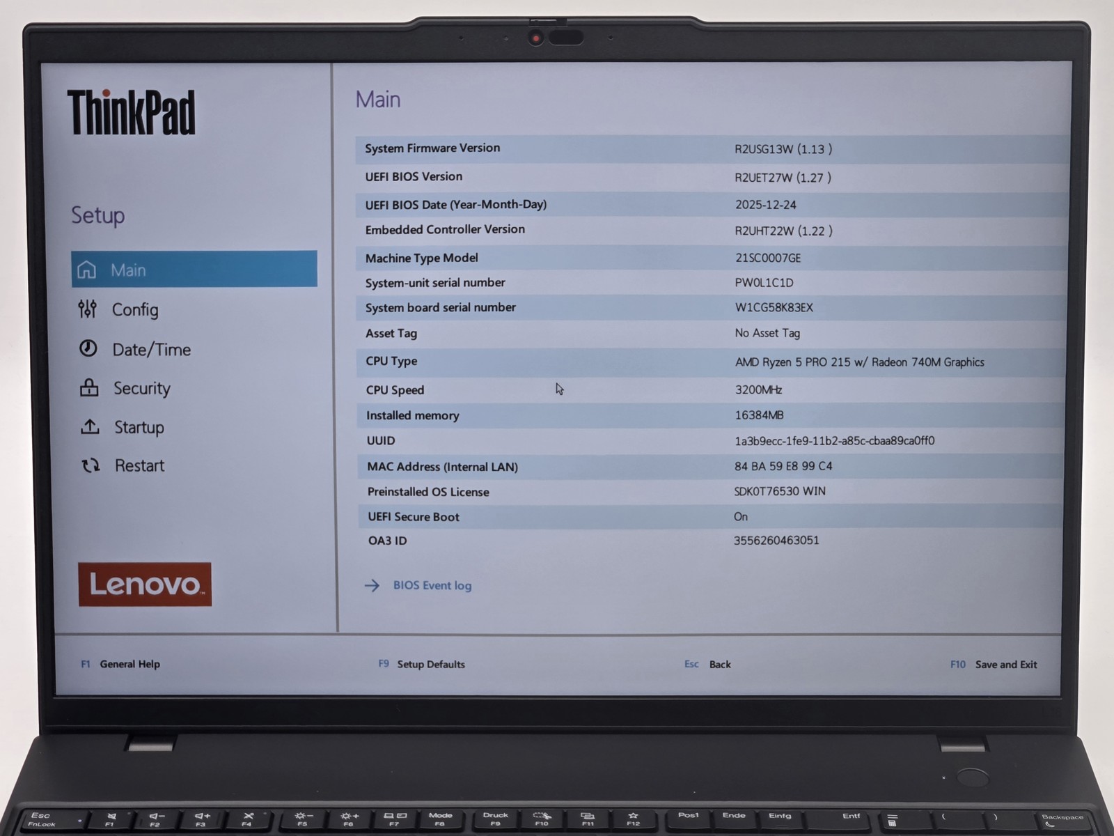 Lenovo ThinkPad L16 Gen 2 AMD Ryzen 5 PRO 215 w/ Radeon 740M Graphics