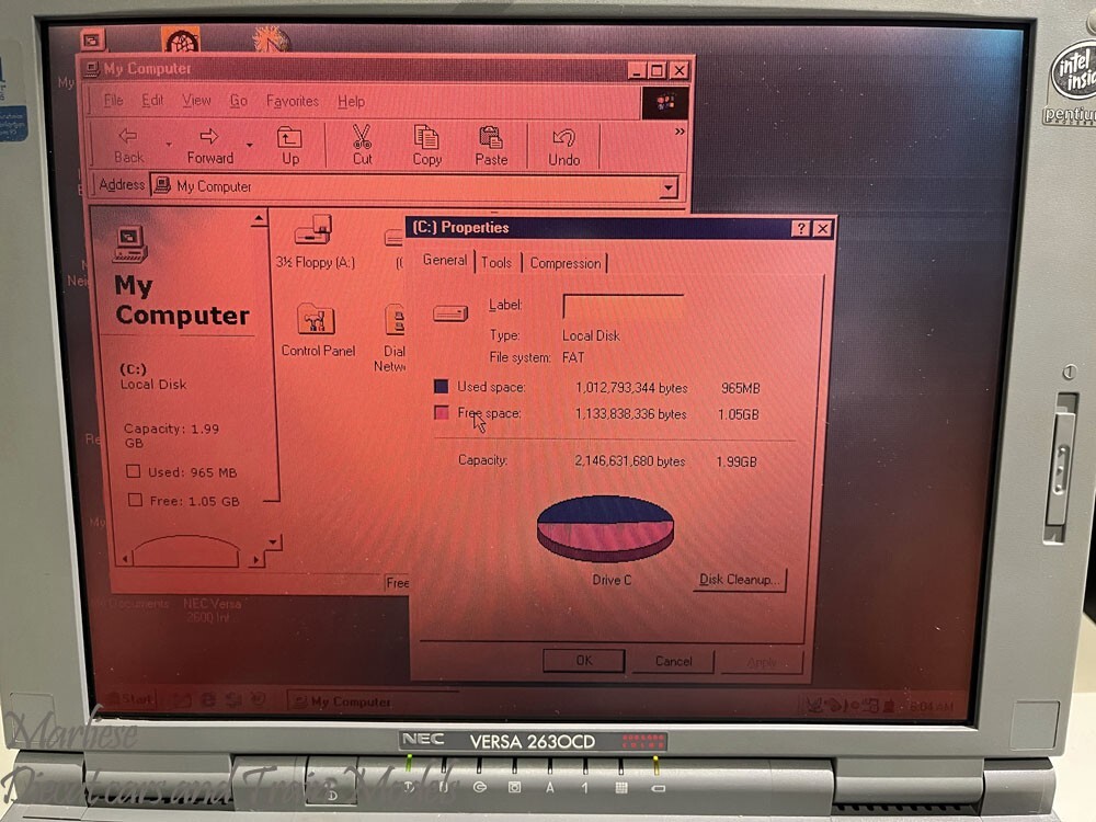 NEC VERSA 2630CD Laptop Pentium 133, 32MB RAM, 2GB HDD, Win 98 w/ Original PSU
