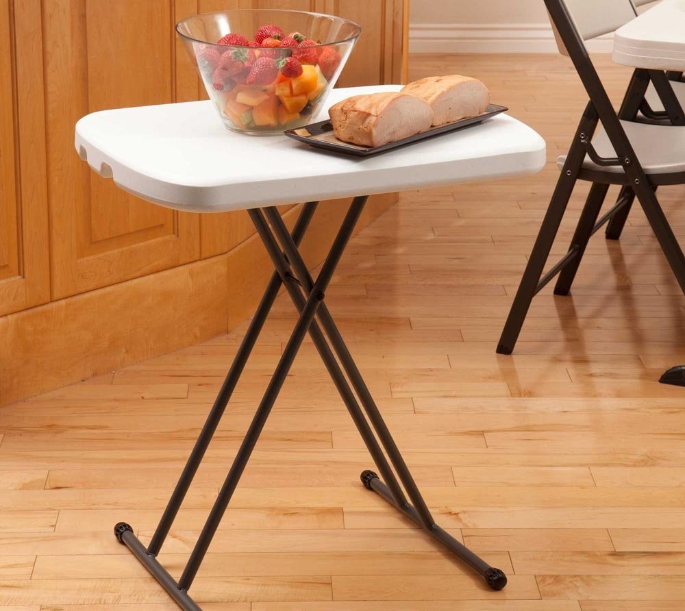 LIFETIME 80251 Adjustable Folding Laptop Table TV Tray 26″ White Granite