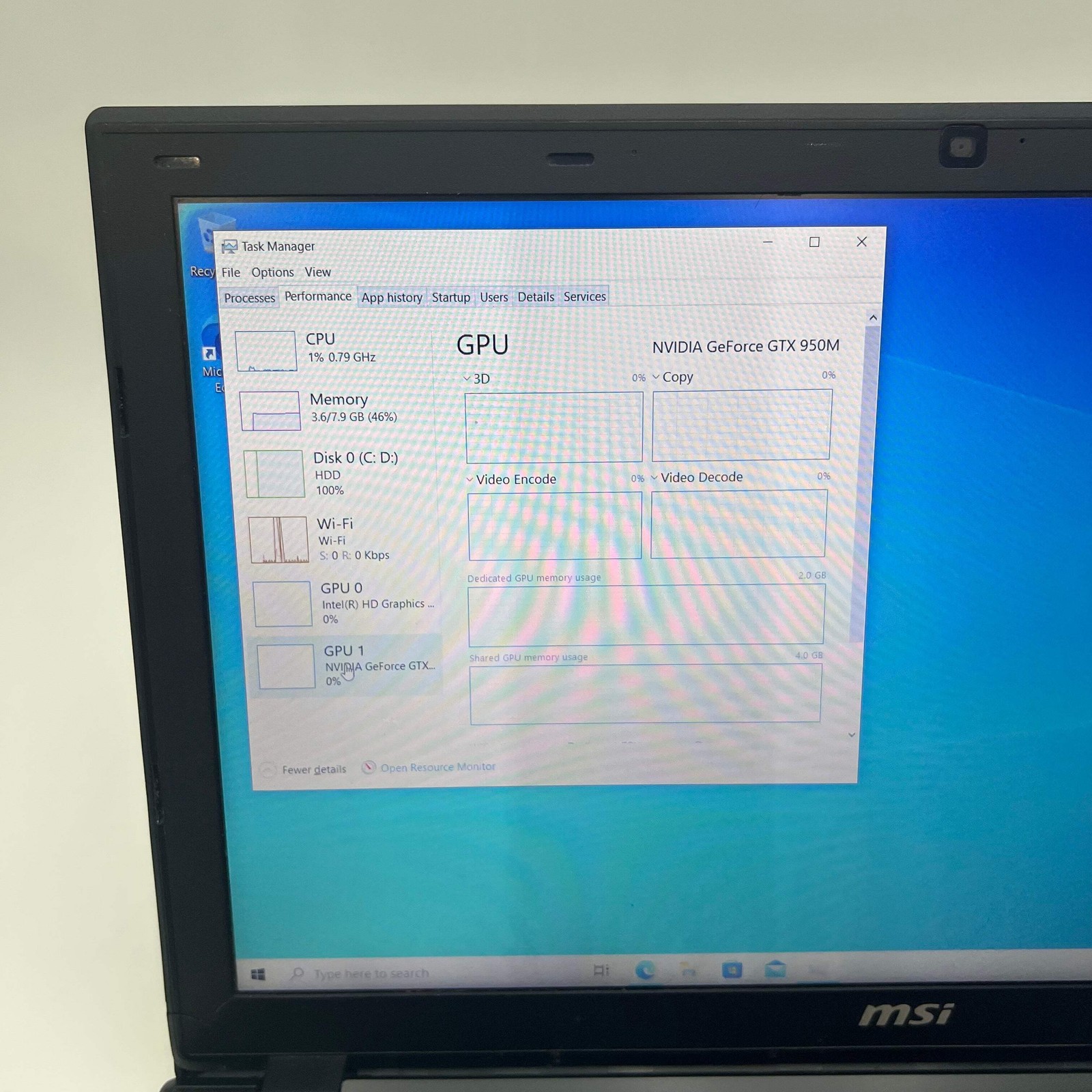 MSI MS-16GH 15″ Core i7 2.6GHz 8GB 1TB GTX 950M Laptop Used B