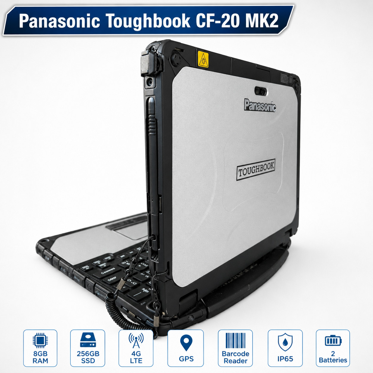 Panasonic Toughbook CF-20 MK2 i5 8GB Win 11 Rugged Tablet Laptop 4G GPS 2 x Bat
