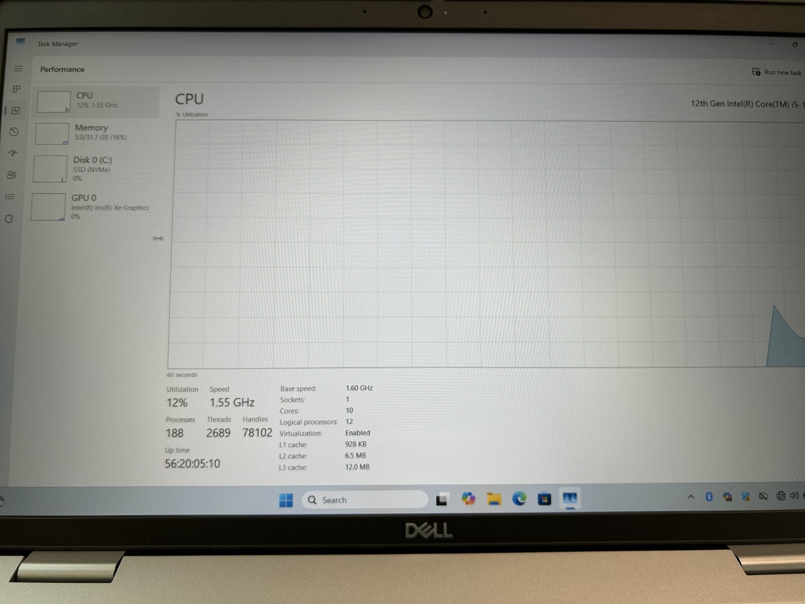 LAPTOP DELL Latitude 5530 15.6in Core i5-1245U 512GB SSD M.2 32GB RAM Win 11 Pro