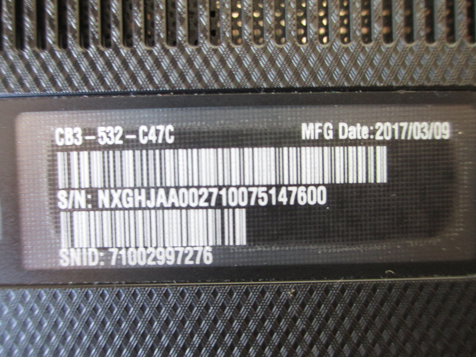 Acer Chromebook 15 Series: CB3-532 Model No. N15Q9 Works, but………