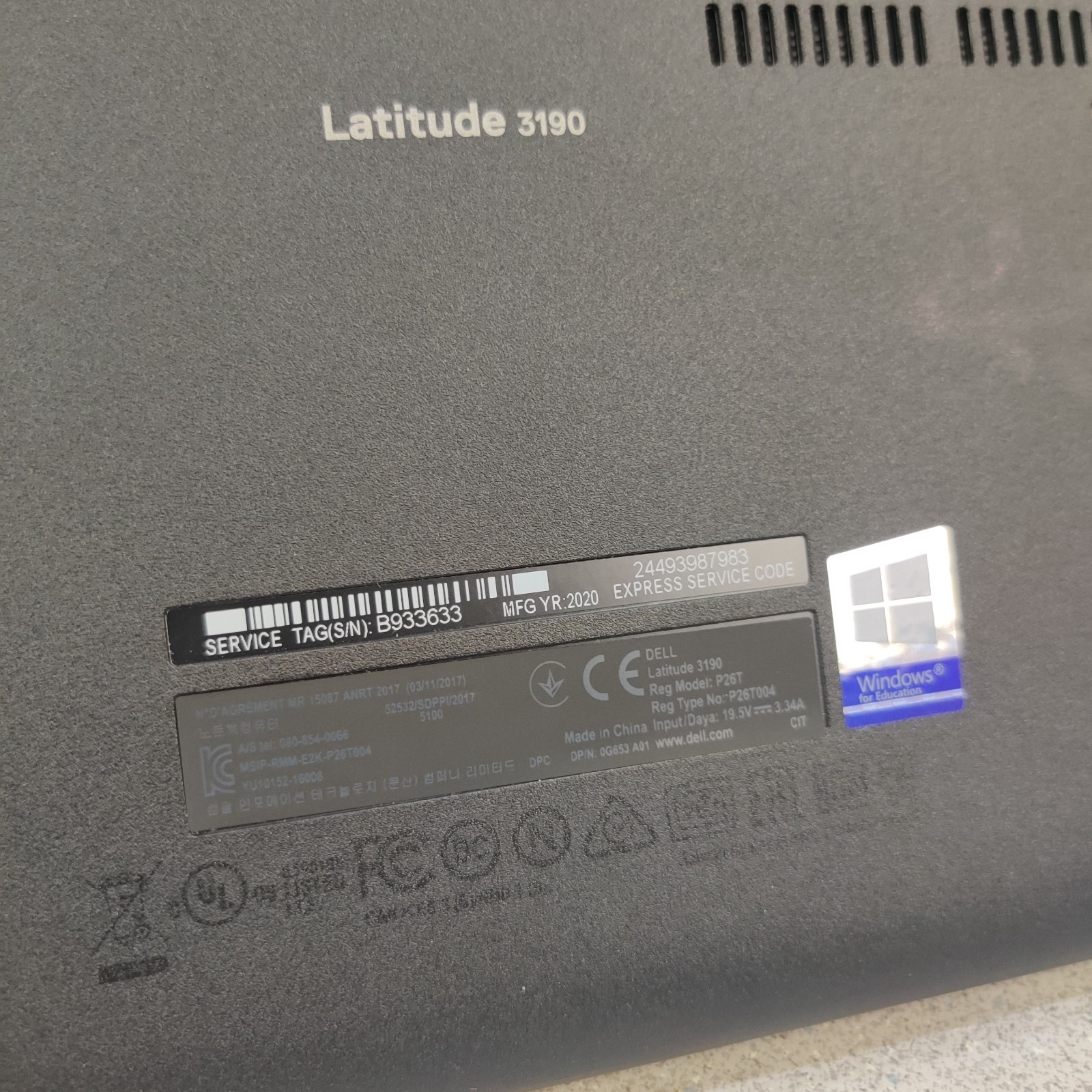 Dell LATITUDE 3190 11″ CELERON PROCESSOR N4100 4GB FOR PARTS READ DESCRIPTION