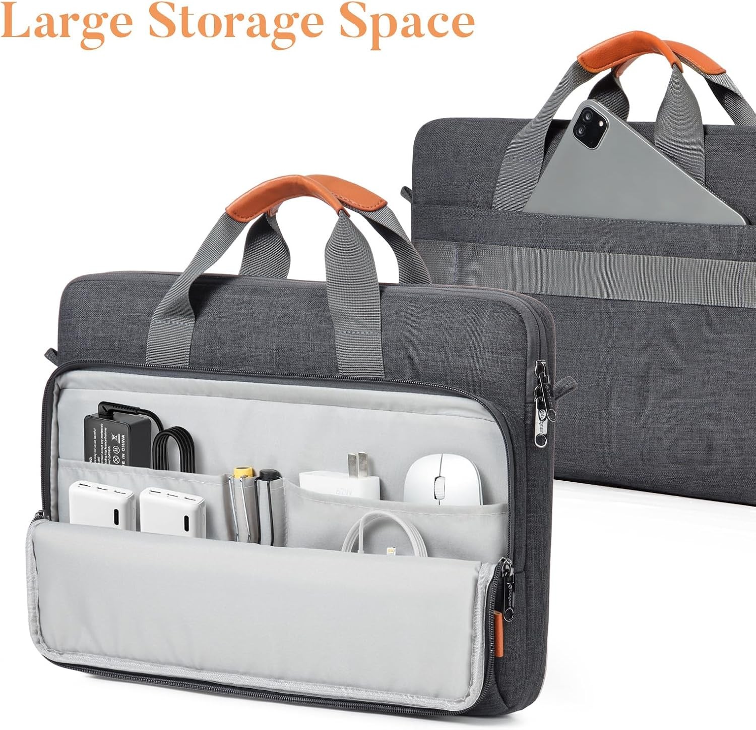 Lightweight Business Casual Laptop Shoulder Bag for 17-18 Inch PCs, Grey Case