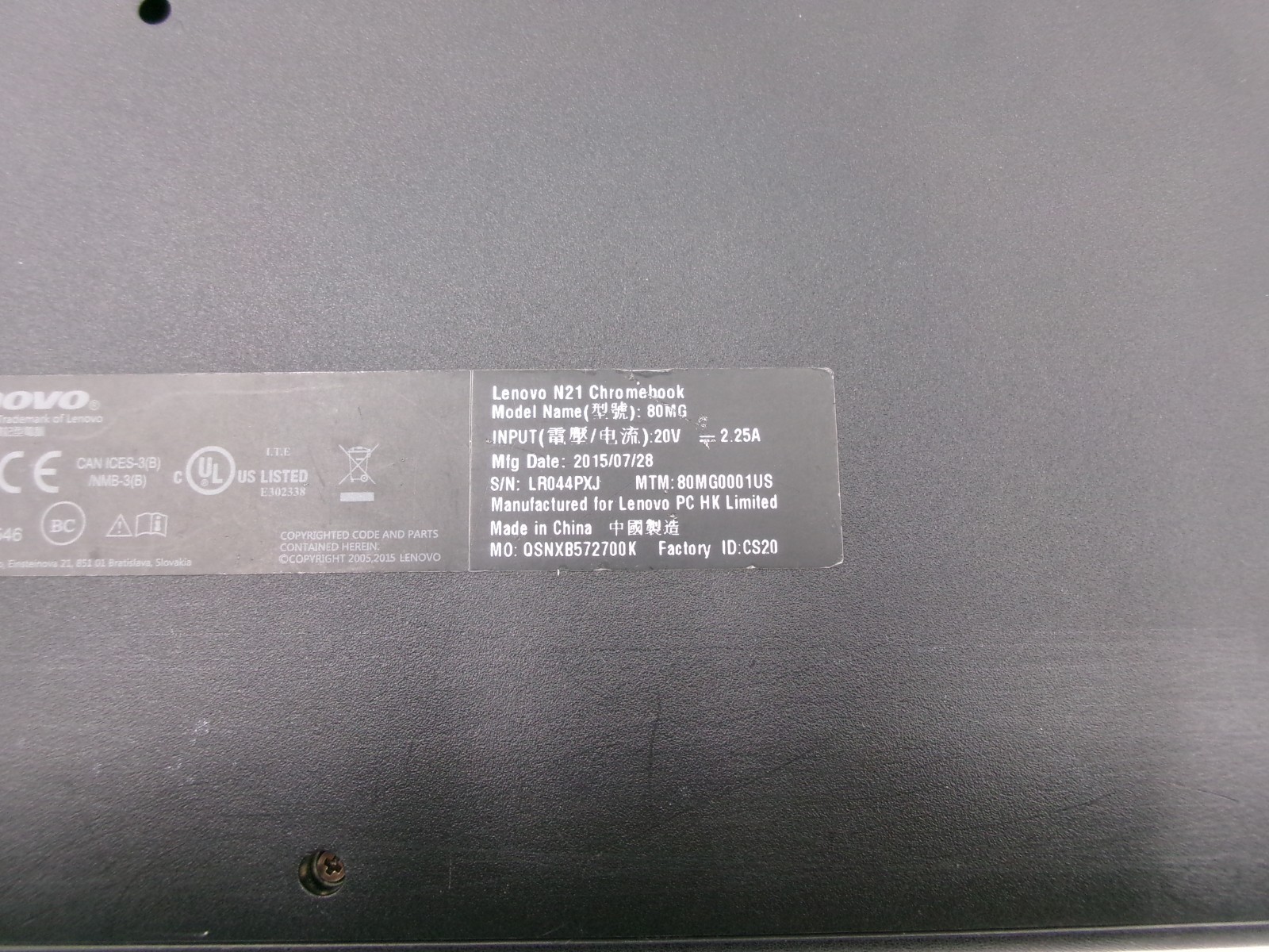 Lenovo N21 Chromebook 80MG Intel Celeron N2840 2GB 16GB eMMC Chrome OS