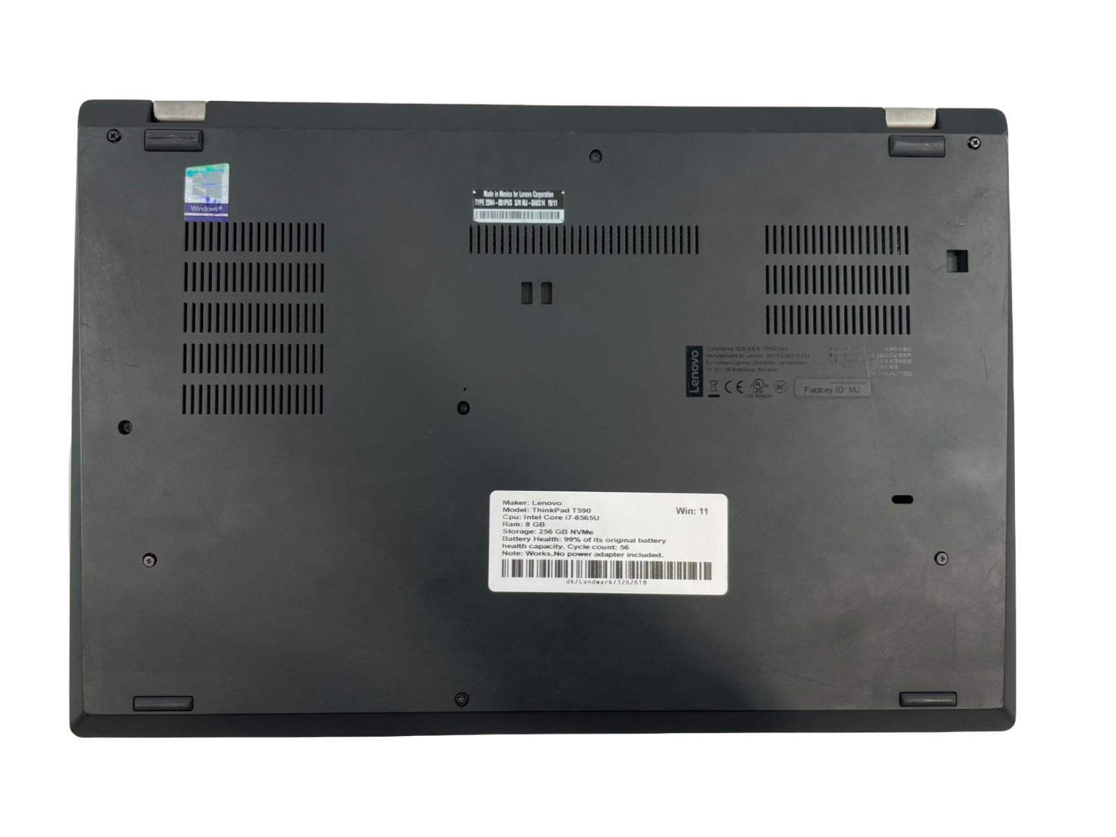 LENOVO THINKPAD T590 Intel i7-8565U 8GB RAM 256GB NVMe Win 11