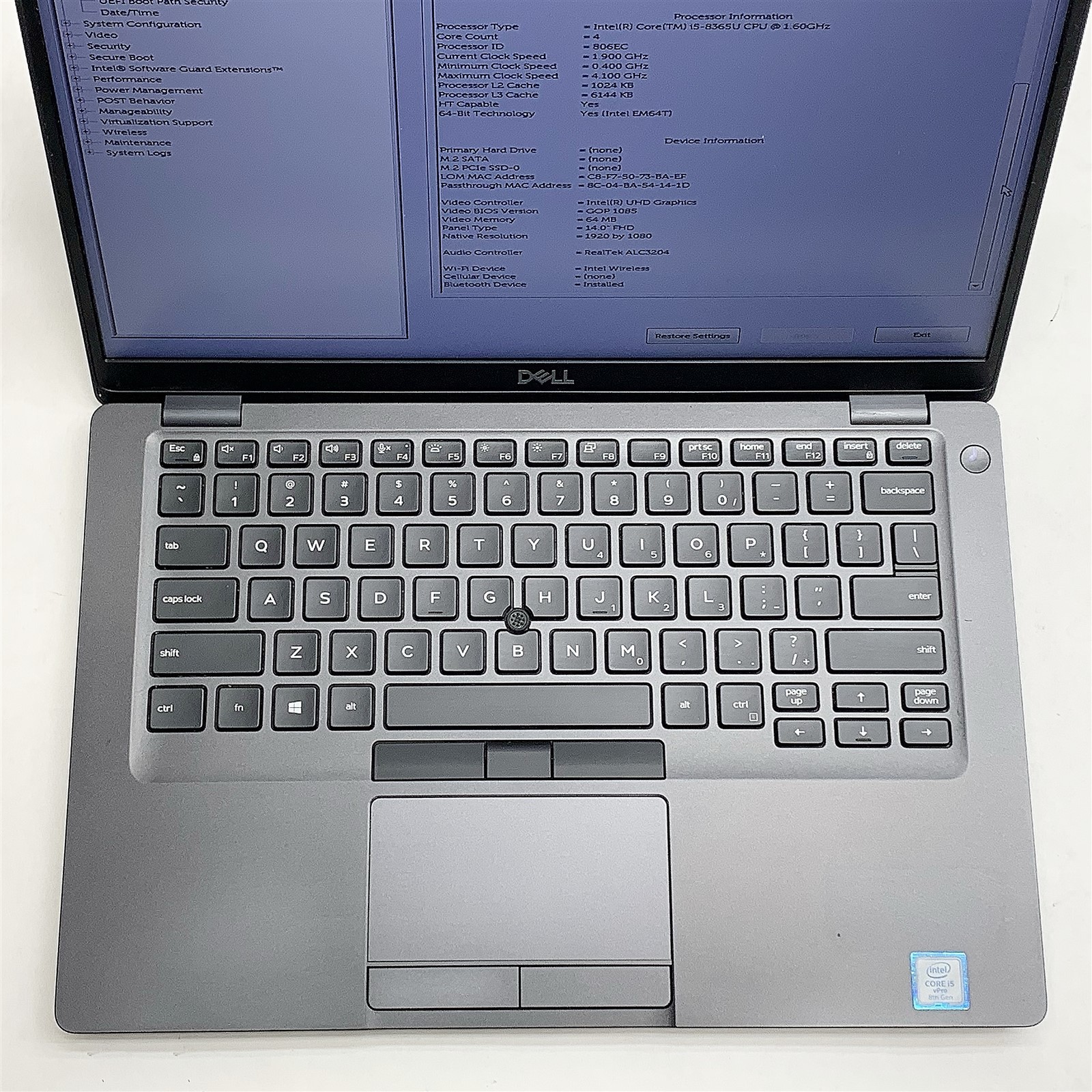 Dell Latitude 5400 Laptop Intel Core i5 8365U 1.60GHZ 14″ FHD 8GB RAM NO HDD