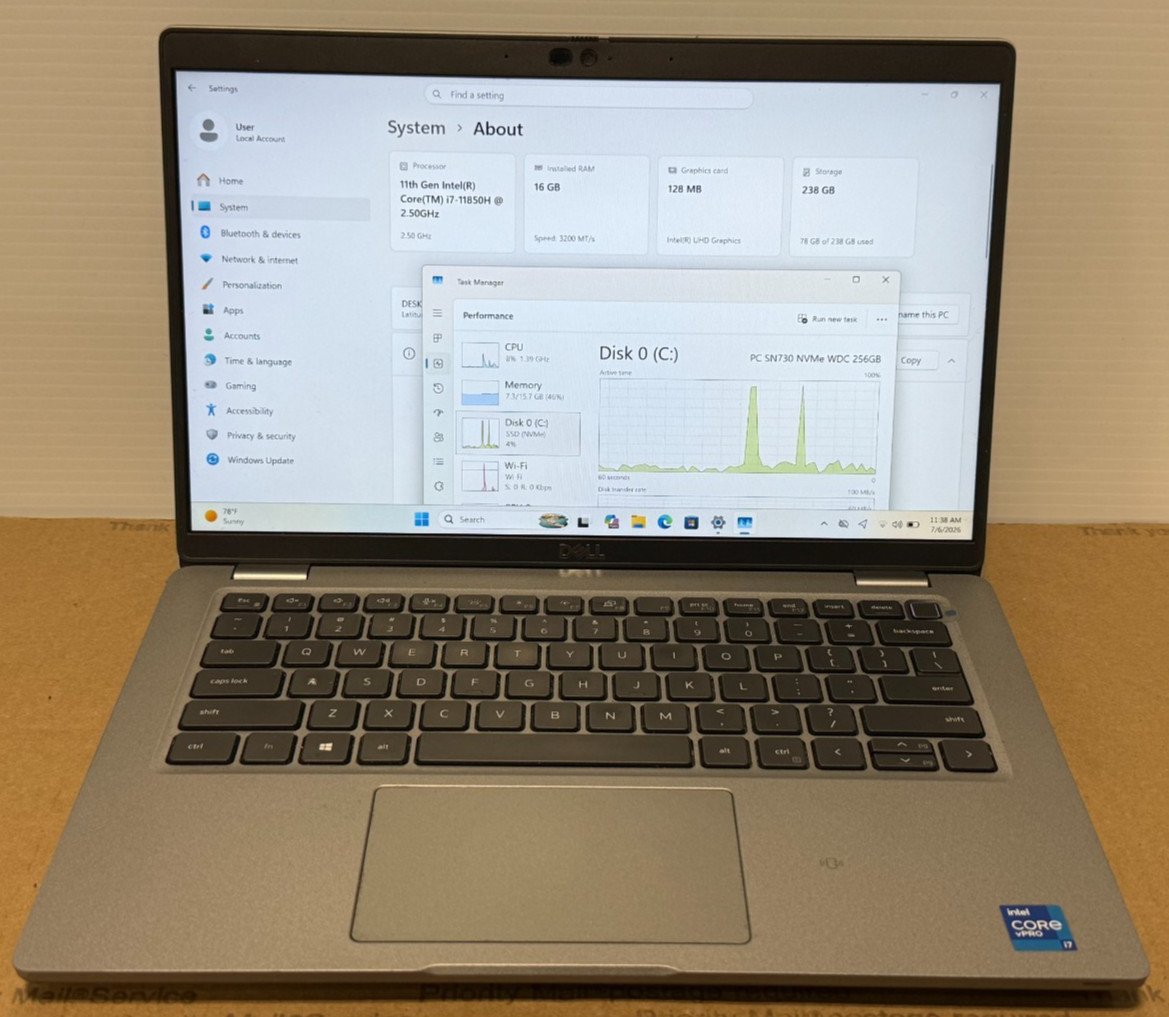 Dell Latitude 5421 Used 14″ (i7-11850H-16GB-256GB NVMe) windows 11 Pro