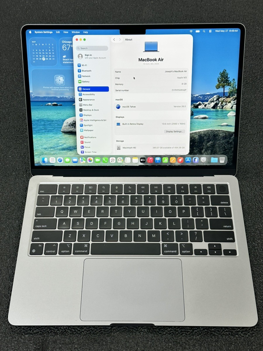 Apple MacBook Air 2024 M3 Chip, 13-inch, 8GB RAM, 512GB SSD, Space G (PD1124576)
