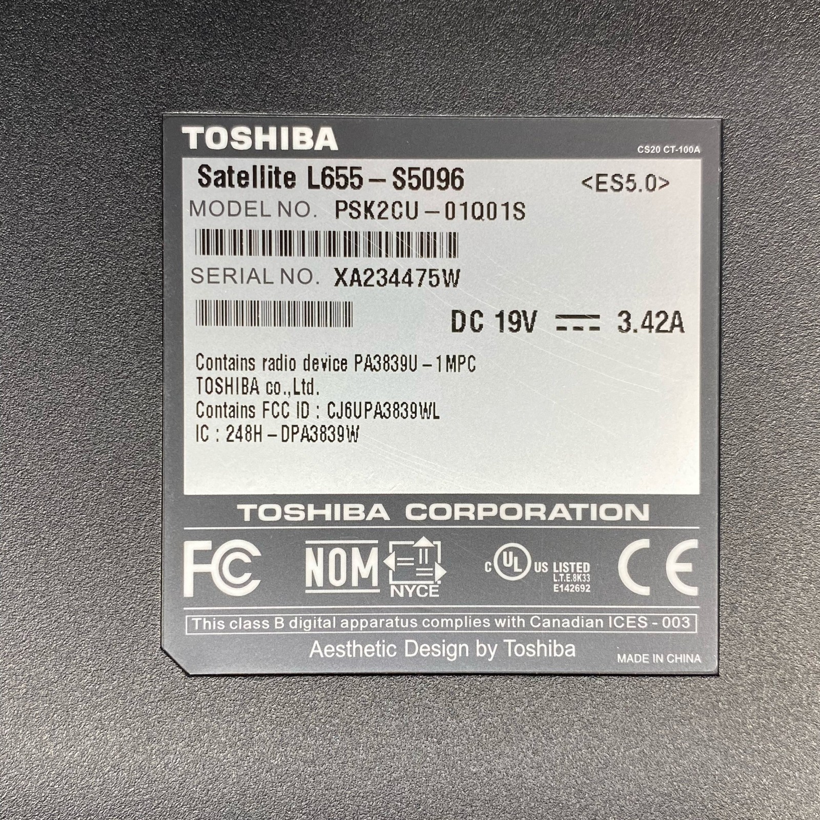 Toshiba Satellite L655-S5096 15.6″ Laptop Intel Pentium DVD Drive Black