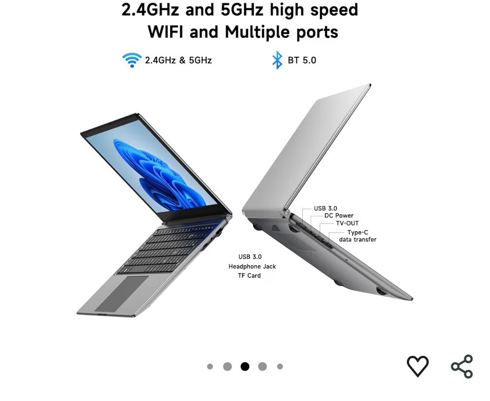 Exilapsire 16in FHD Laptop AMD A9-9400 8GB 256GB SSD Win 11 Pro Silver