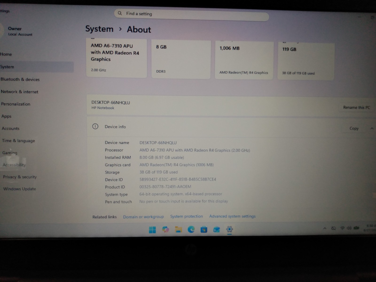Hp 15-BA009dx laptop windows 11