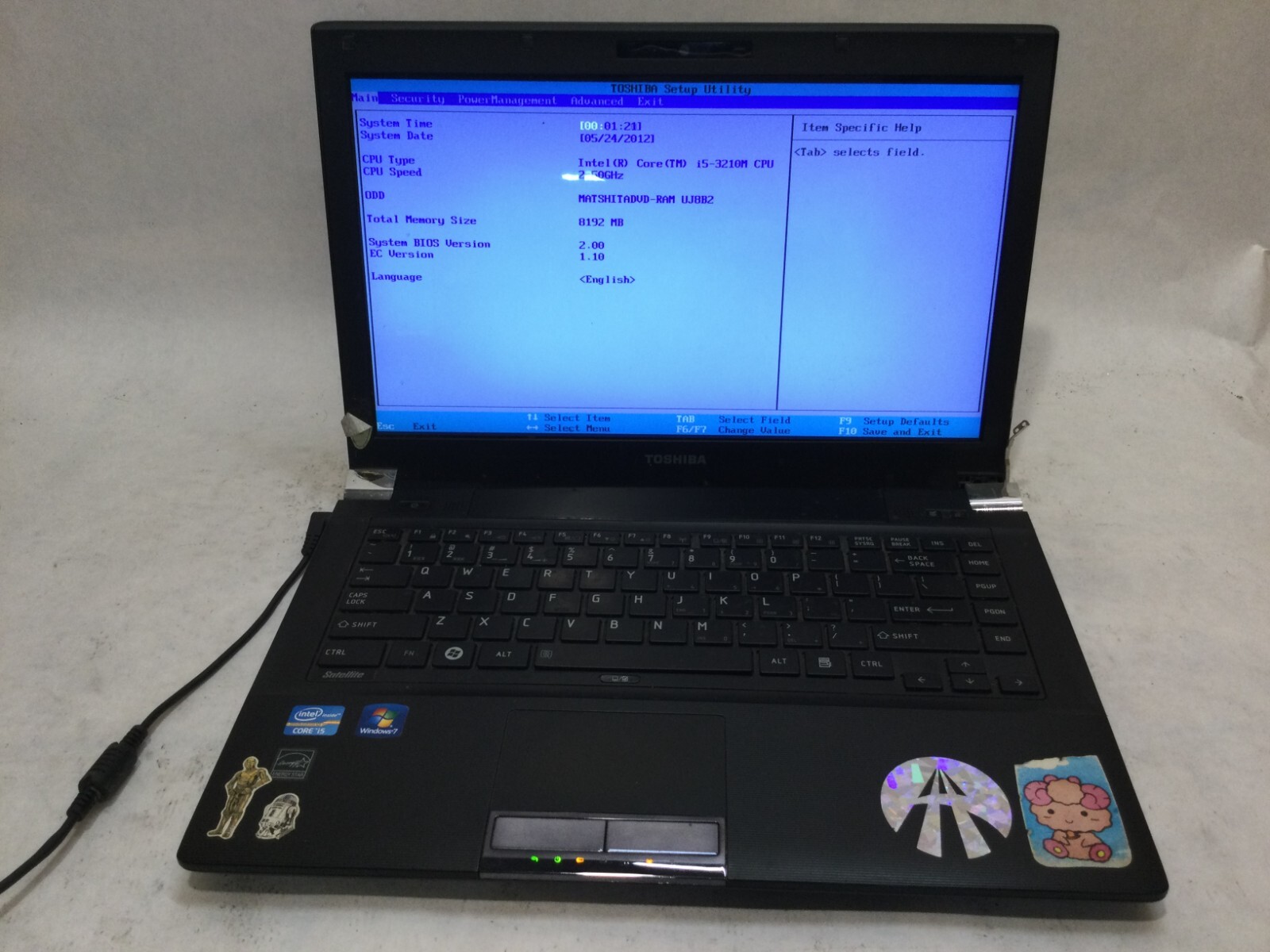 Toshiba Satellite R945-P440 / Intel Core i5-3210M @ 2.50GHz / (MISSING PARTS!)MR