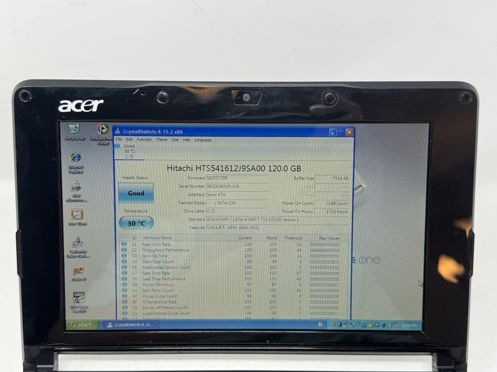 Acer Aspire One Series ZG5 Intel Atom 1.60GHz Brown Netbook Laptop With Charger