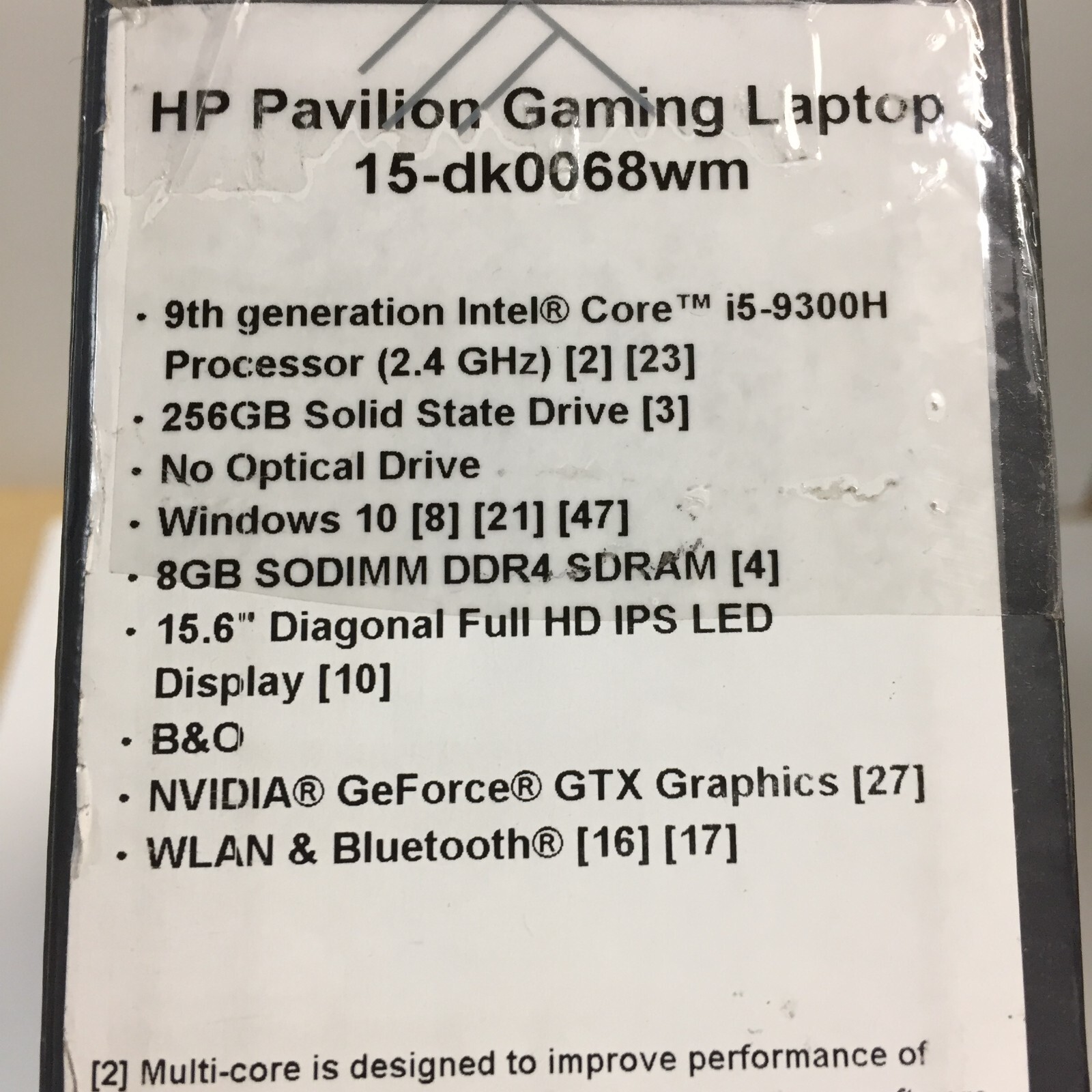 *Bad Battery* HP Pavilion 15-dk0068wm 15.6 Gaming/i5-9300H/8GB/256GB SSD/GTX1050