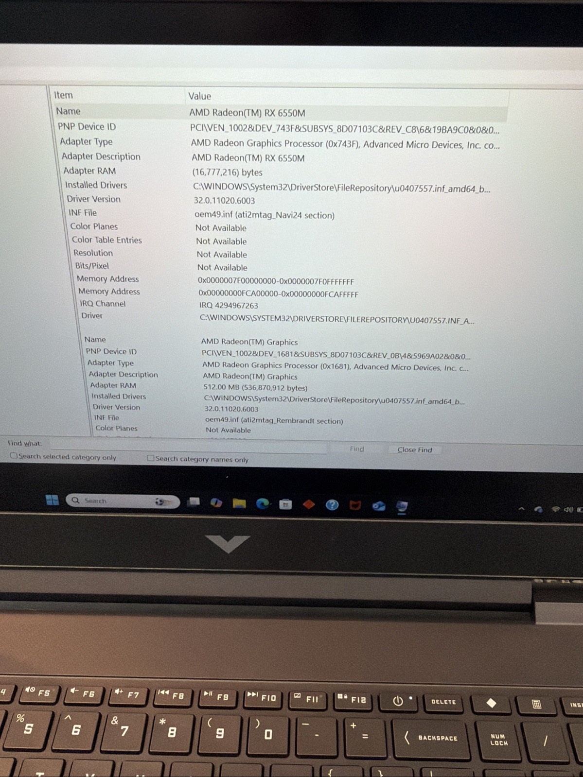 HP Victus 15 Ryzen 5 7535HS 3.3GHz 8GB RAM 512GB SSD AMD Radeon RX 6550M Laptop