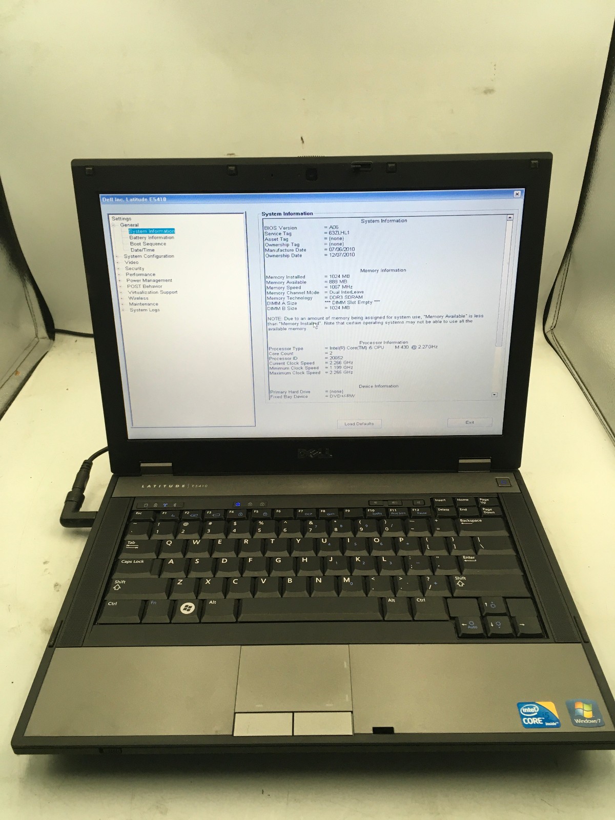 DELL LATITUDE E5410 – BOOTS TO BIOS – INTEL I5 M430 – 1GB RAM – READ DESCRIP -BB