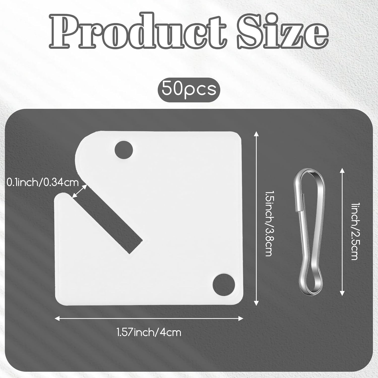 50 PCS Key Tags Slotted Key Tags with Metal Snap Hooks 1.57 X 1.46 Inch for Boxe