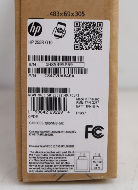 New HP 255R G10 15.6″ AMD Ryzen 7735U 16GB 512GB SSD Radeon 680M Win11Pro