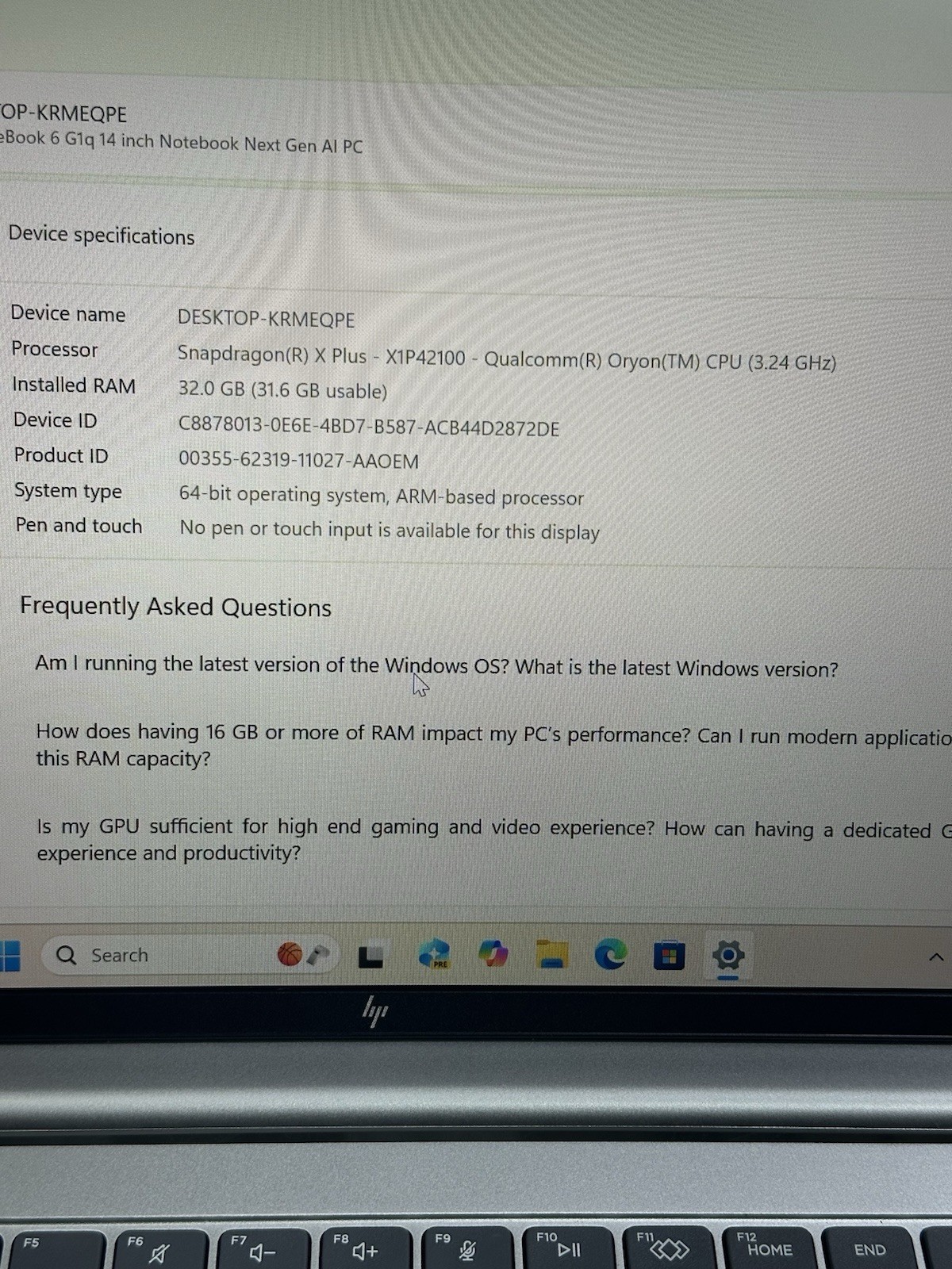 HP ELITEBOOK 6 G1Q 14″ NEXT GEN AI SNAPDRAGON X PLUS X1P42100 32GB RAM 512GB SSD