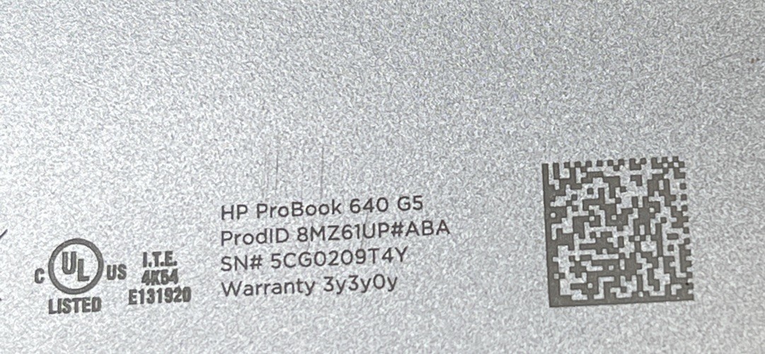 HP Probook 640 G5 Core I5-8365U 1.60 GHz 14 in 16GB RAM 256GB SSD NO OS
