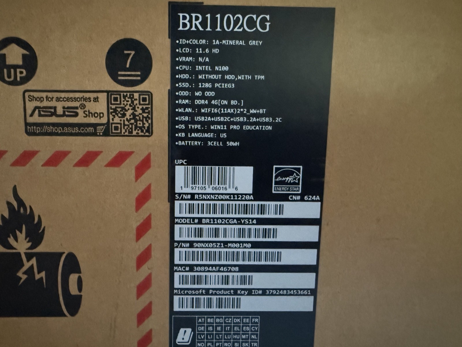 ASUS BR1102CGA YS14 – 180-Degree Hinge Design (Intel N-series – N100) Win 11 Pro