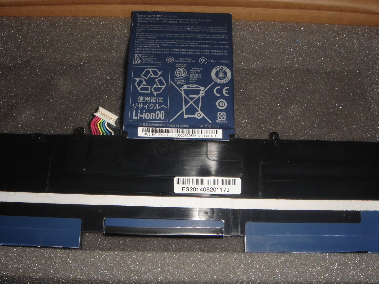 Original Battery Acer Aspire S3 Ultrabook 3ICP5/65/88 3ICP5/67/90 AP11D3F