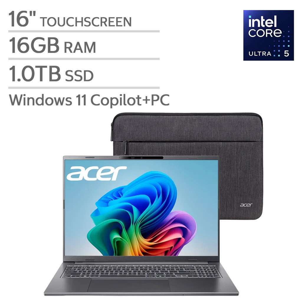 Acer Aspire 16″ AI Copilot+ PC Touchscreen Laptop A16-52MT-53CW 16GB RAM 1TB SSD
