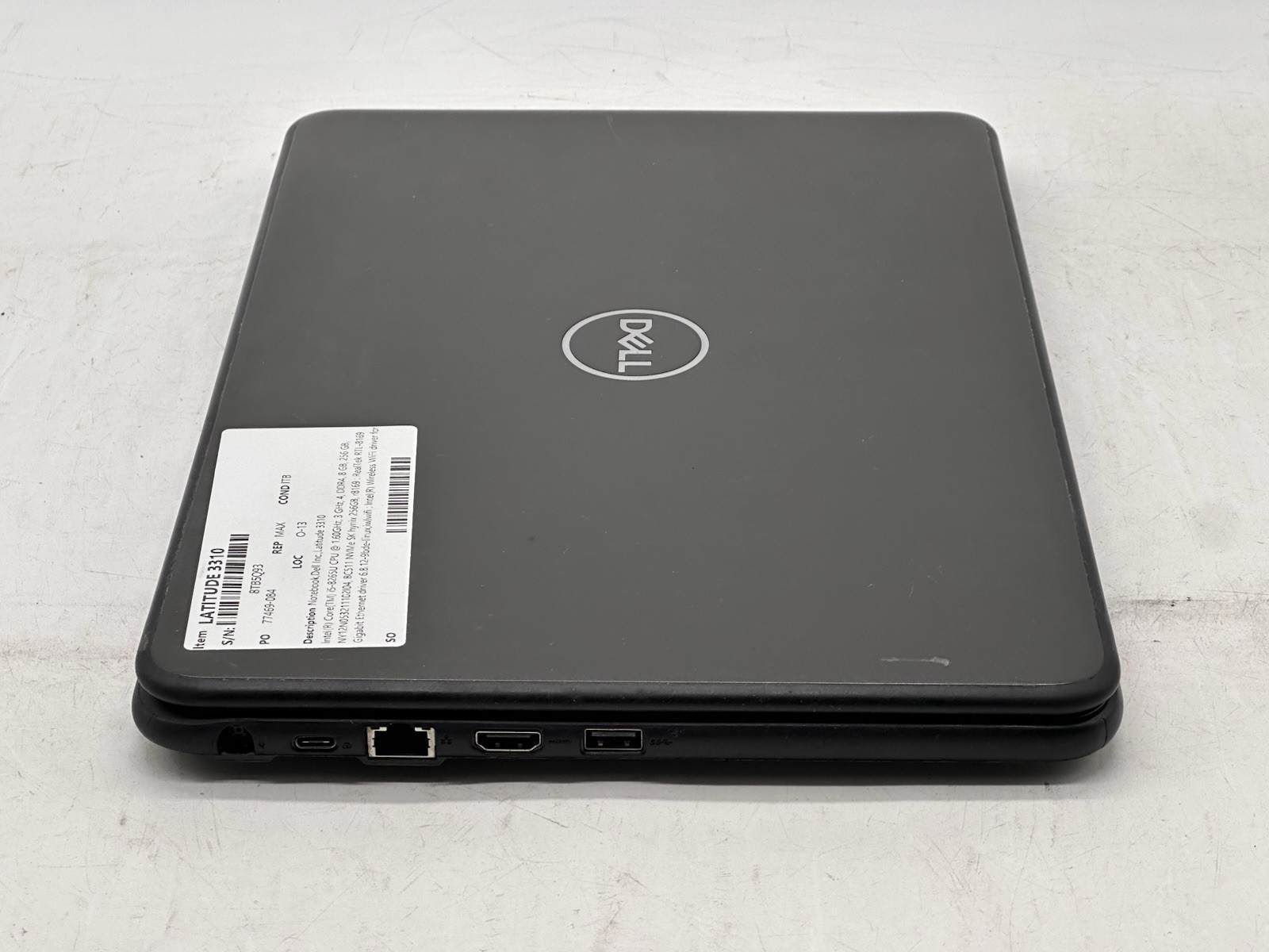 Dell Latitude 3310, i5-8265U CPU, @ 1.60GHz, 8GB RAM, 256GB NVMe-No OS/Adapter
