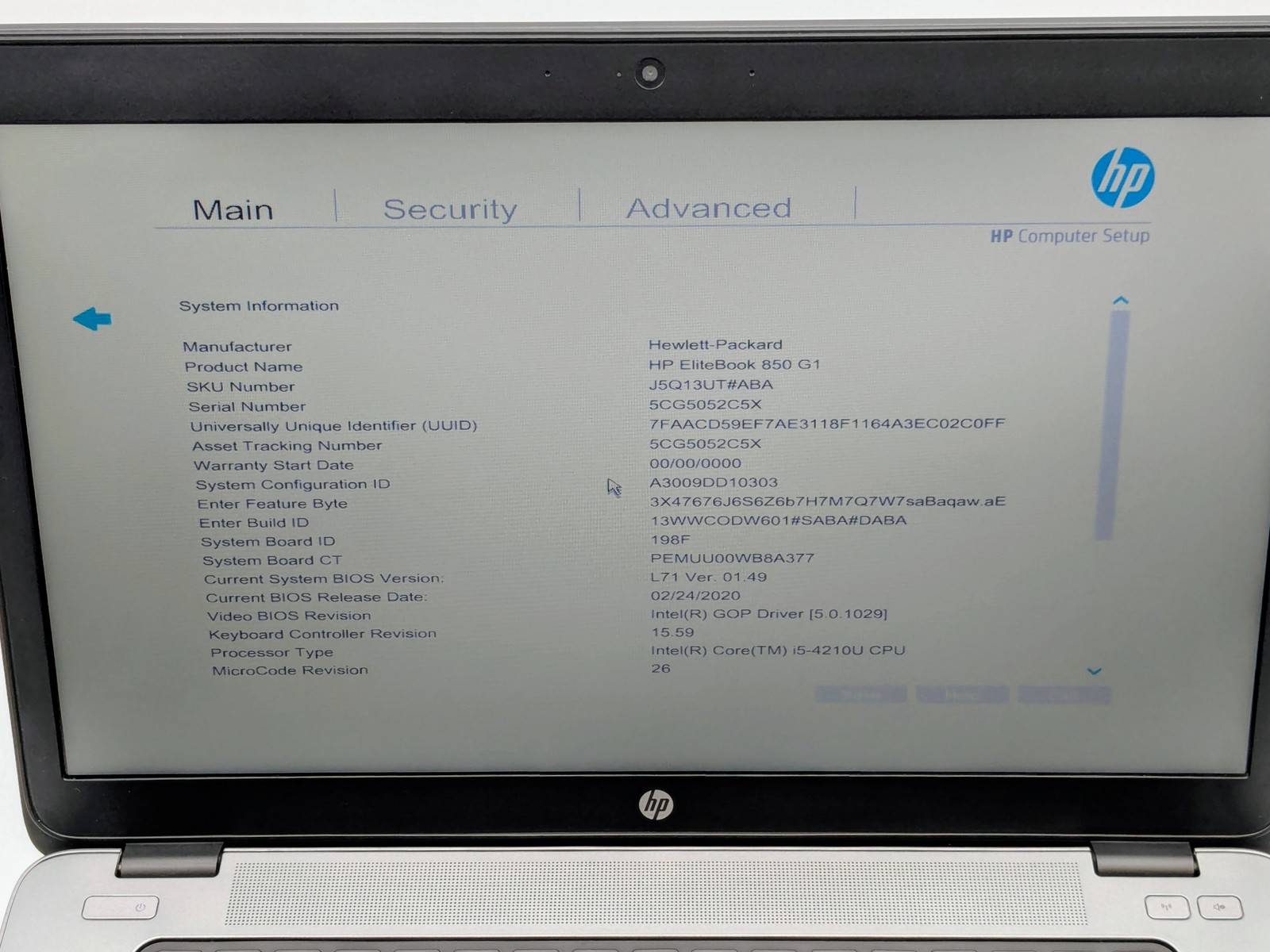 HP EliteBook 850 G1 15″ HD I5-4210U 256GB SSD 8GB W10 Webcam Backlit *READ*