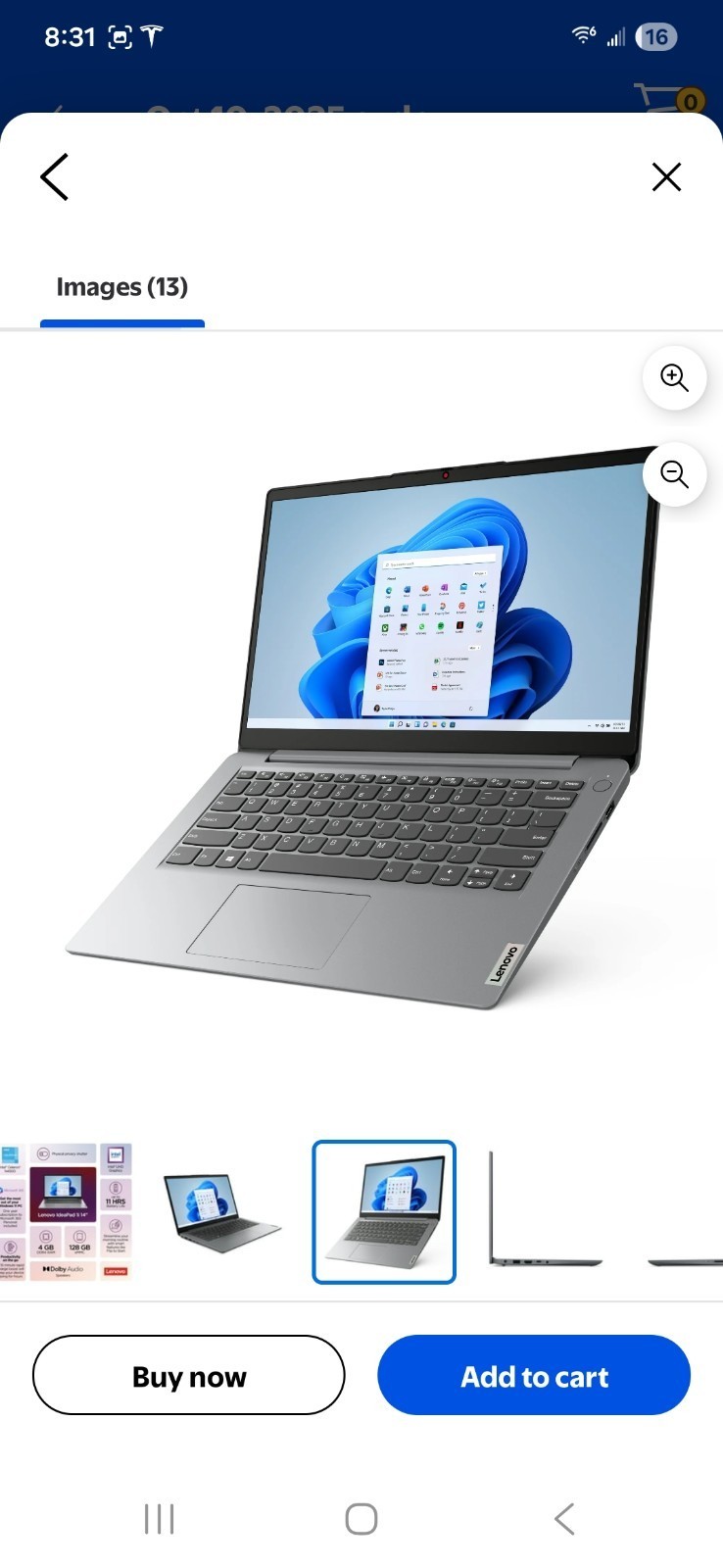 Lenovo IdeaPad 1i 14″ HD Laptop, Celeron N4500, 4GB RAM, 128GB eMMC, Win 11 S