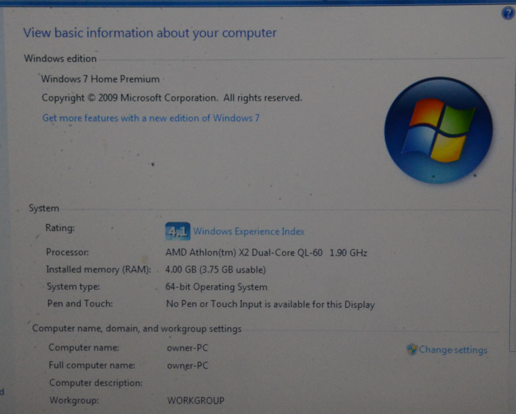 HP Pavilion DV6 Notebook PC_AMD Athlon X2 Dual Core QL-60 @ 1.90 GHz._4GB RAM.